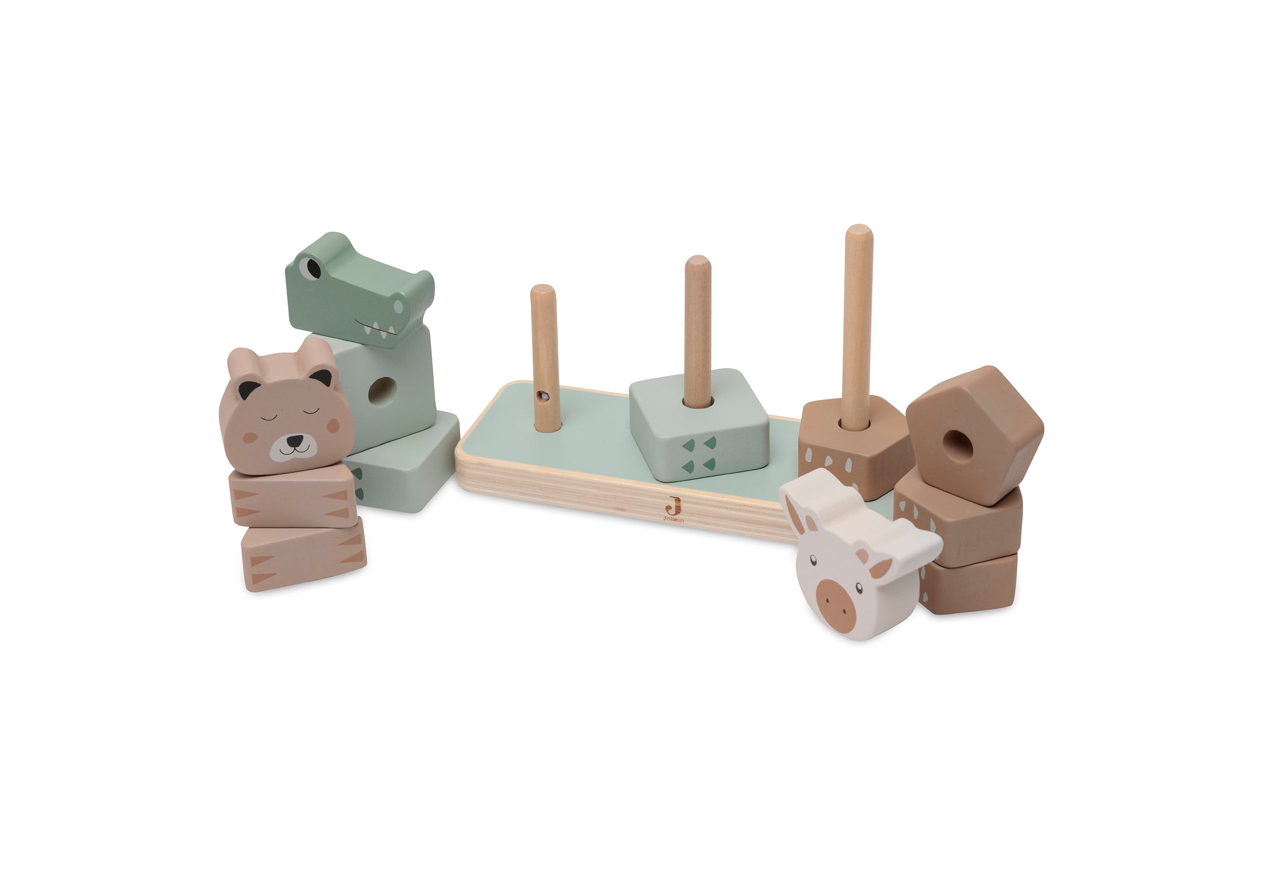 Personalized Engraved wooden stacking tower Animals
