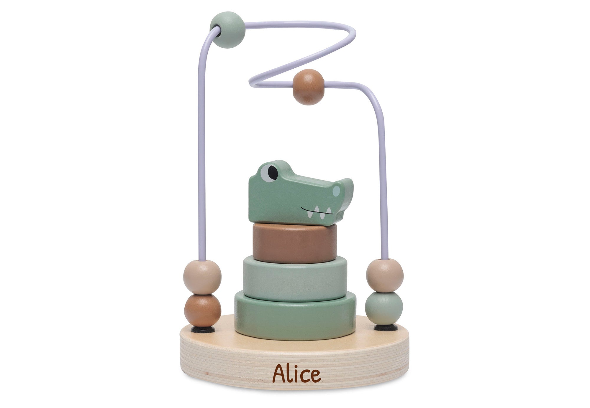 Personalized Engraved wooden stacking tower Crocodile & Cheetah