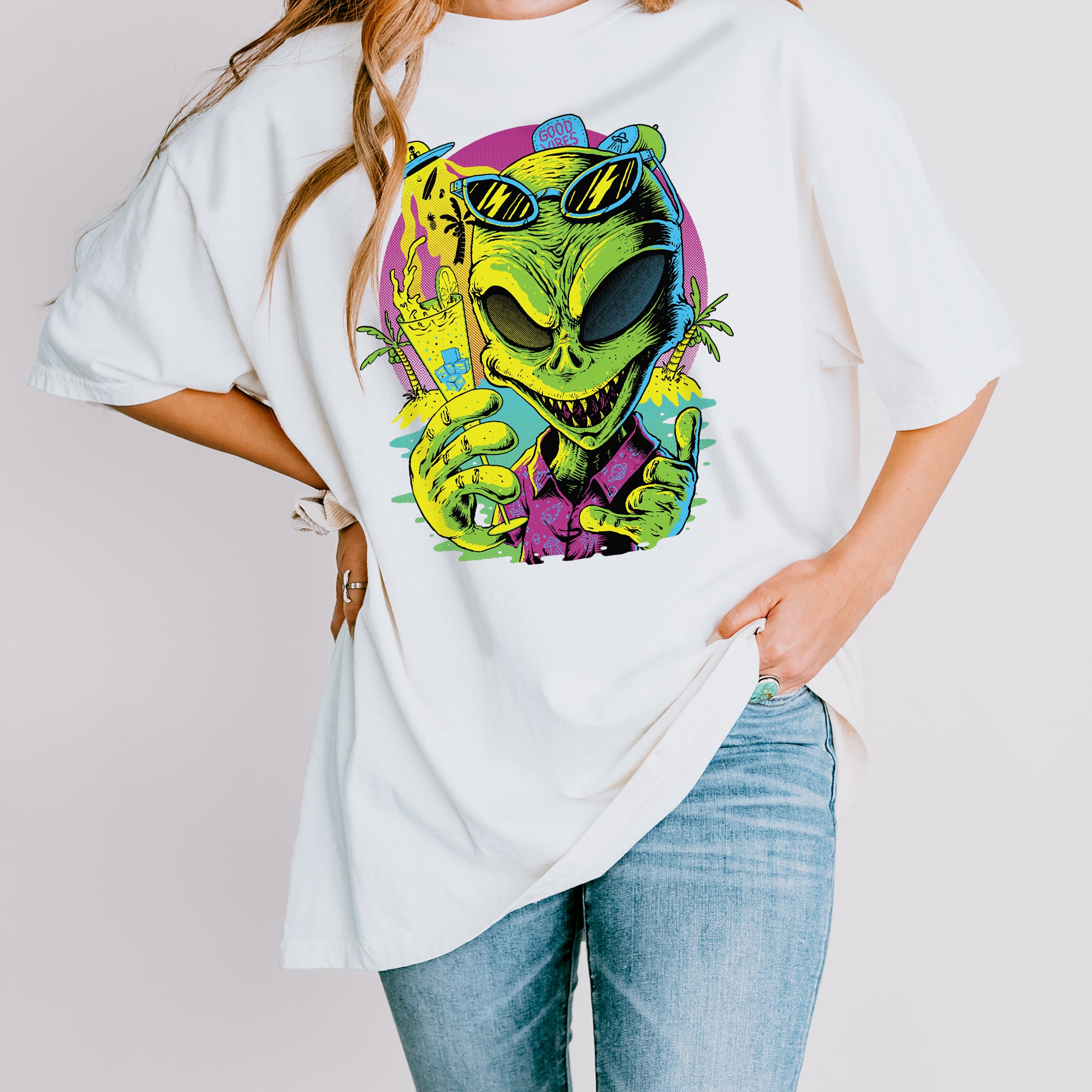 T-shirt unisexe d'été Alien Beach