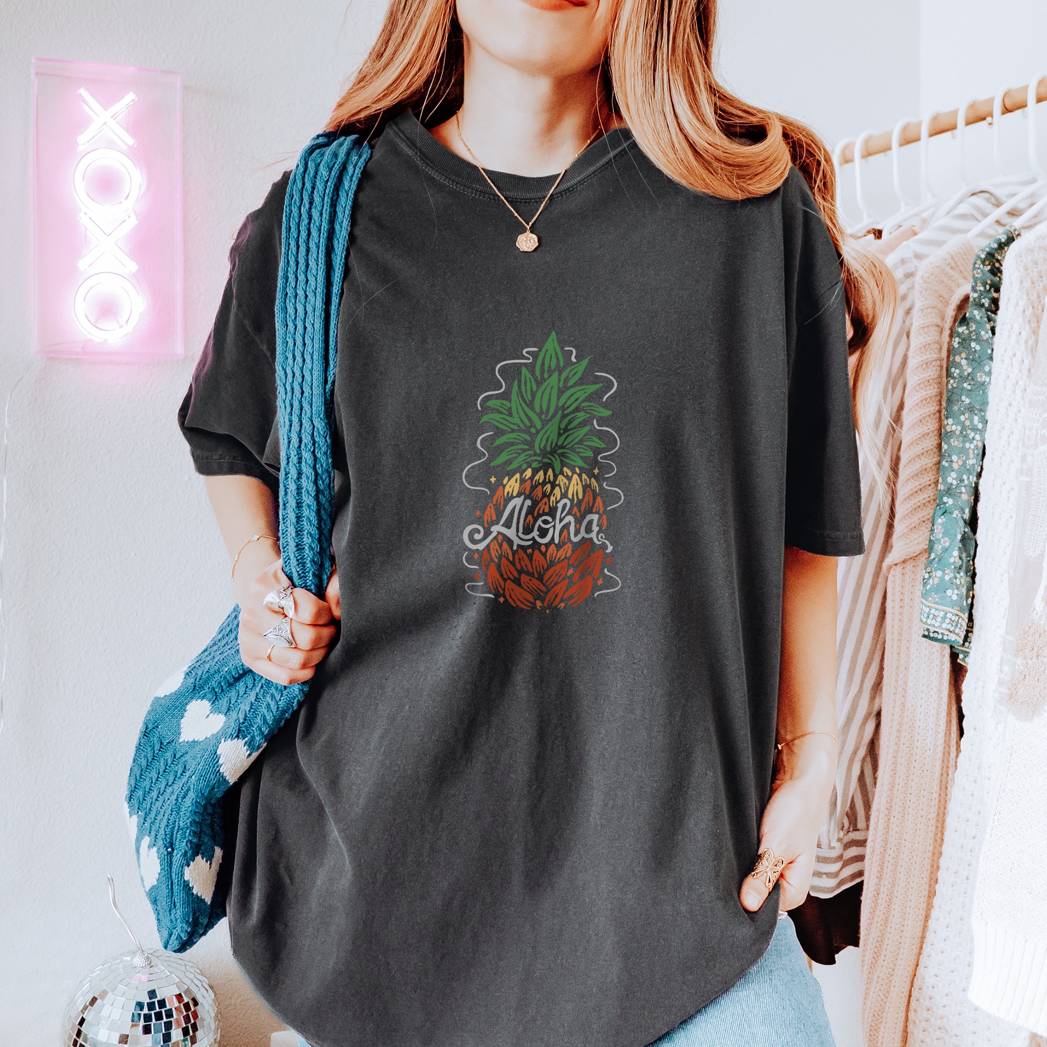 T-shirt été unisexe Aloha Ananas