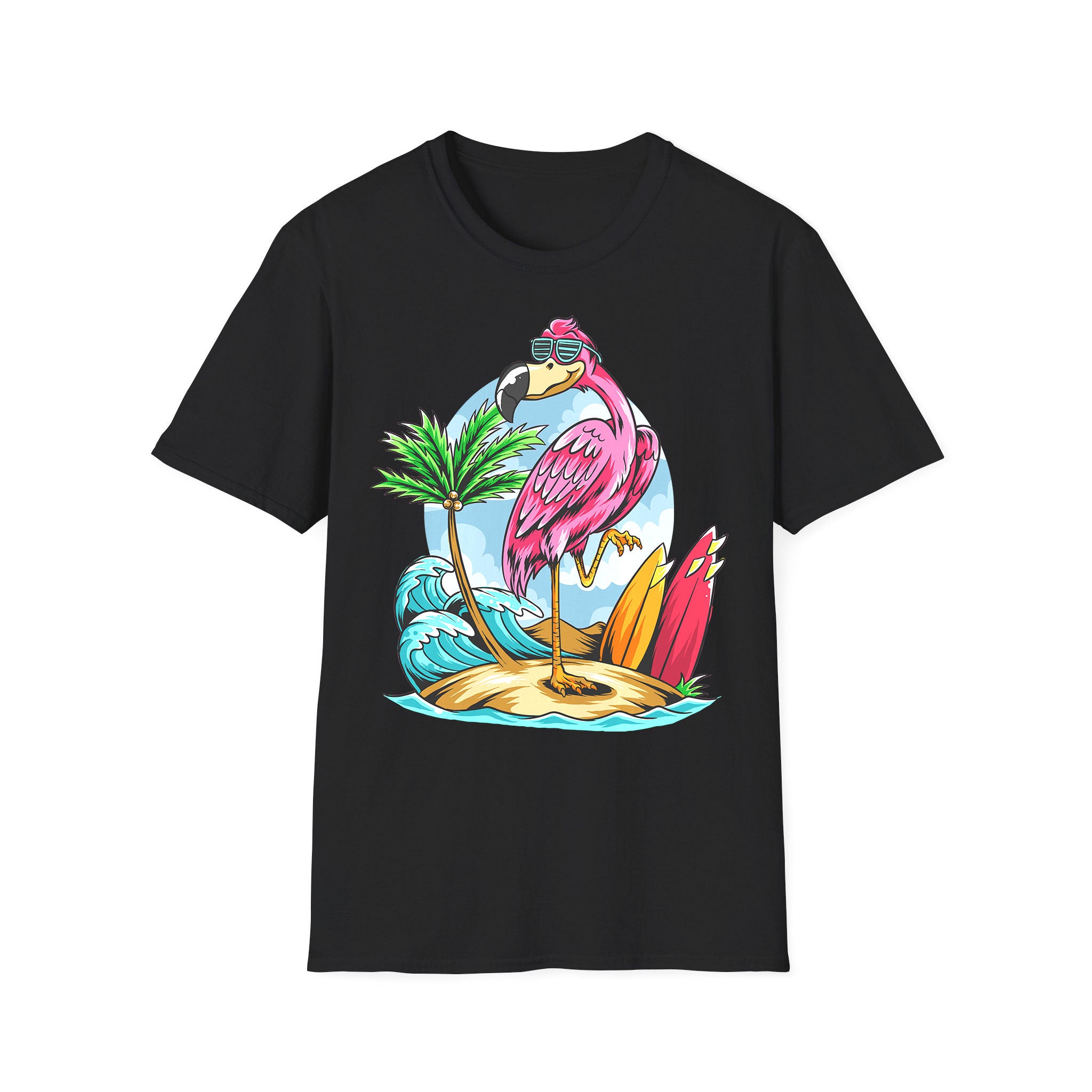 T-shirt été unisexe Flamingo Beach