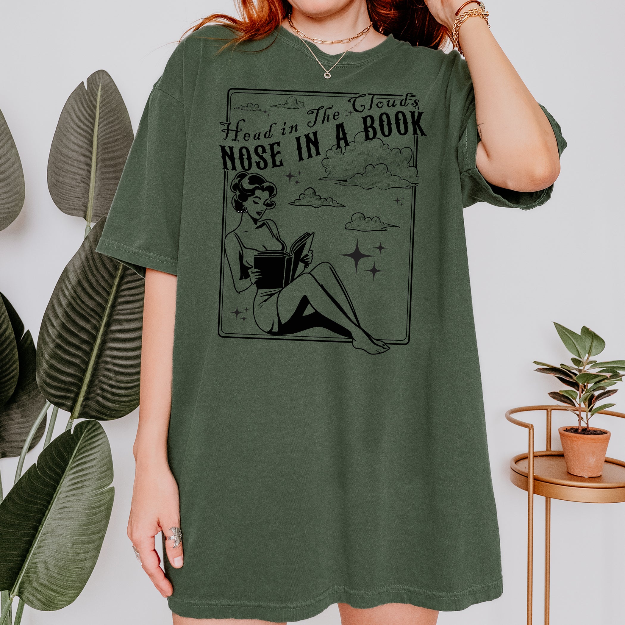 T-shirt Book Lover La tête dans les nuages