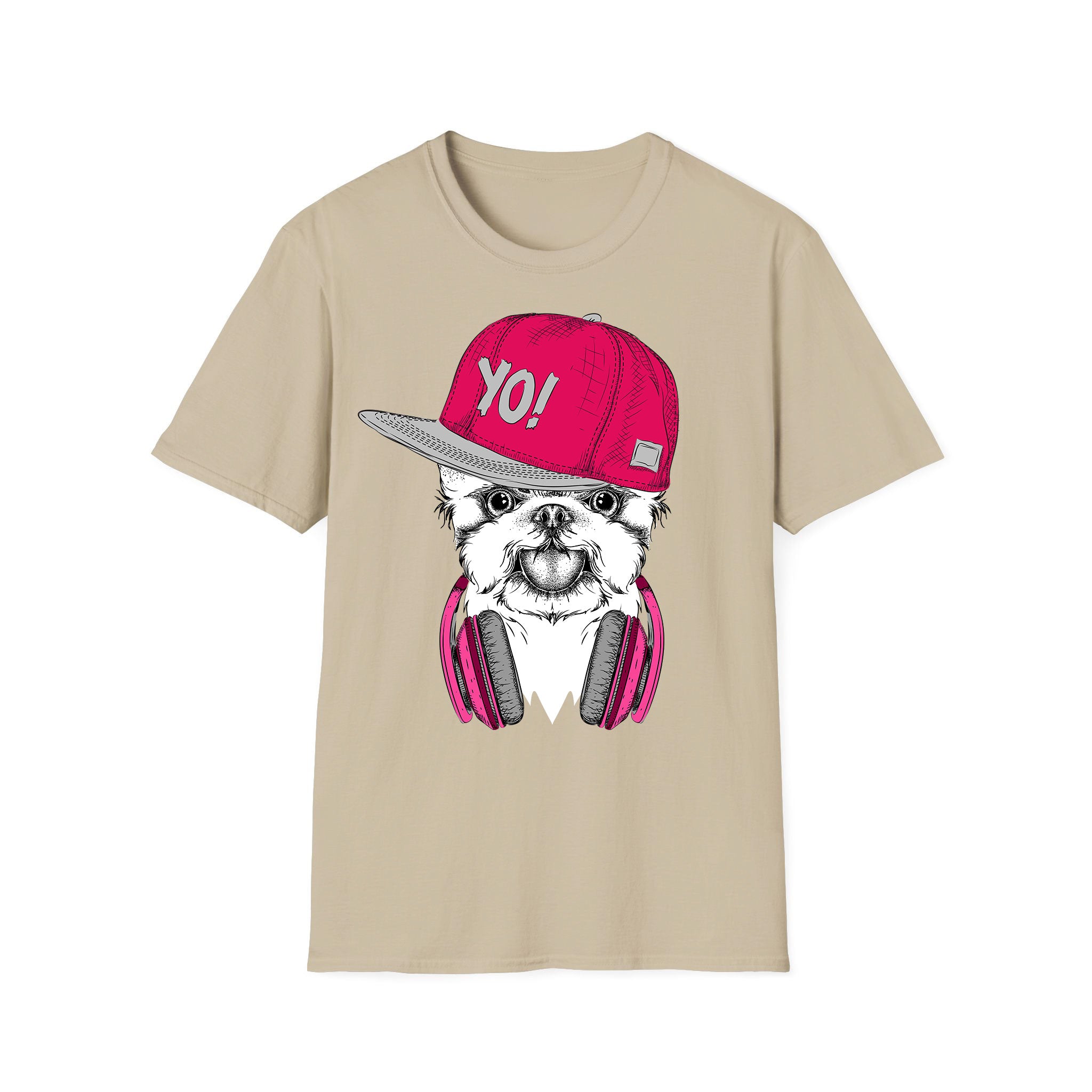 T-shirt musique unisexe Cute Dog Headhone