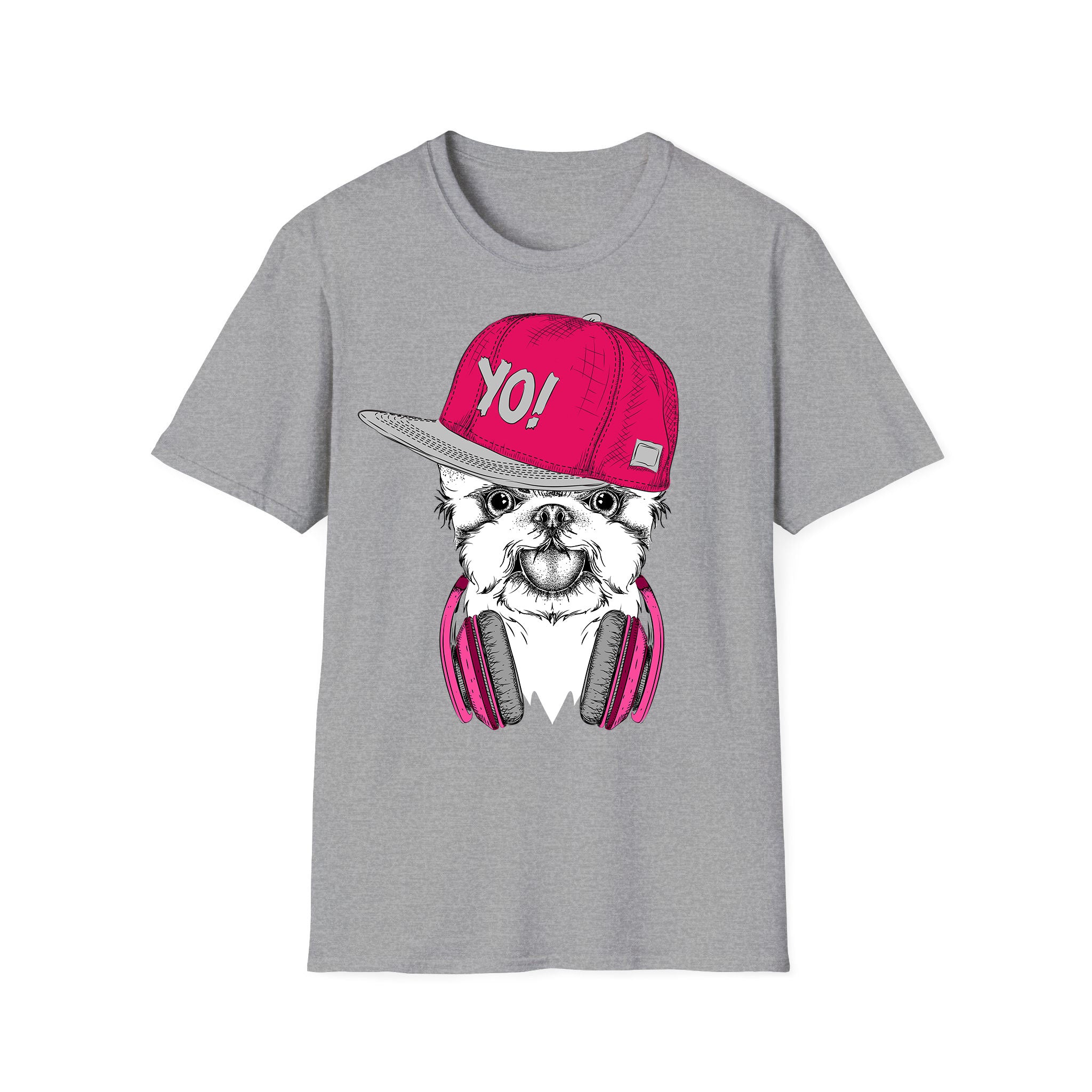 T-shirt musique unisexe Cute Dog Headhone