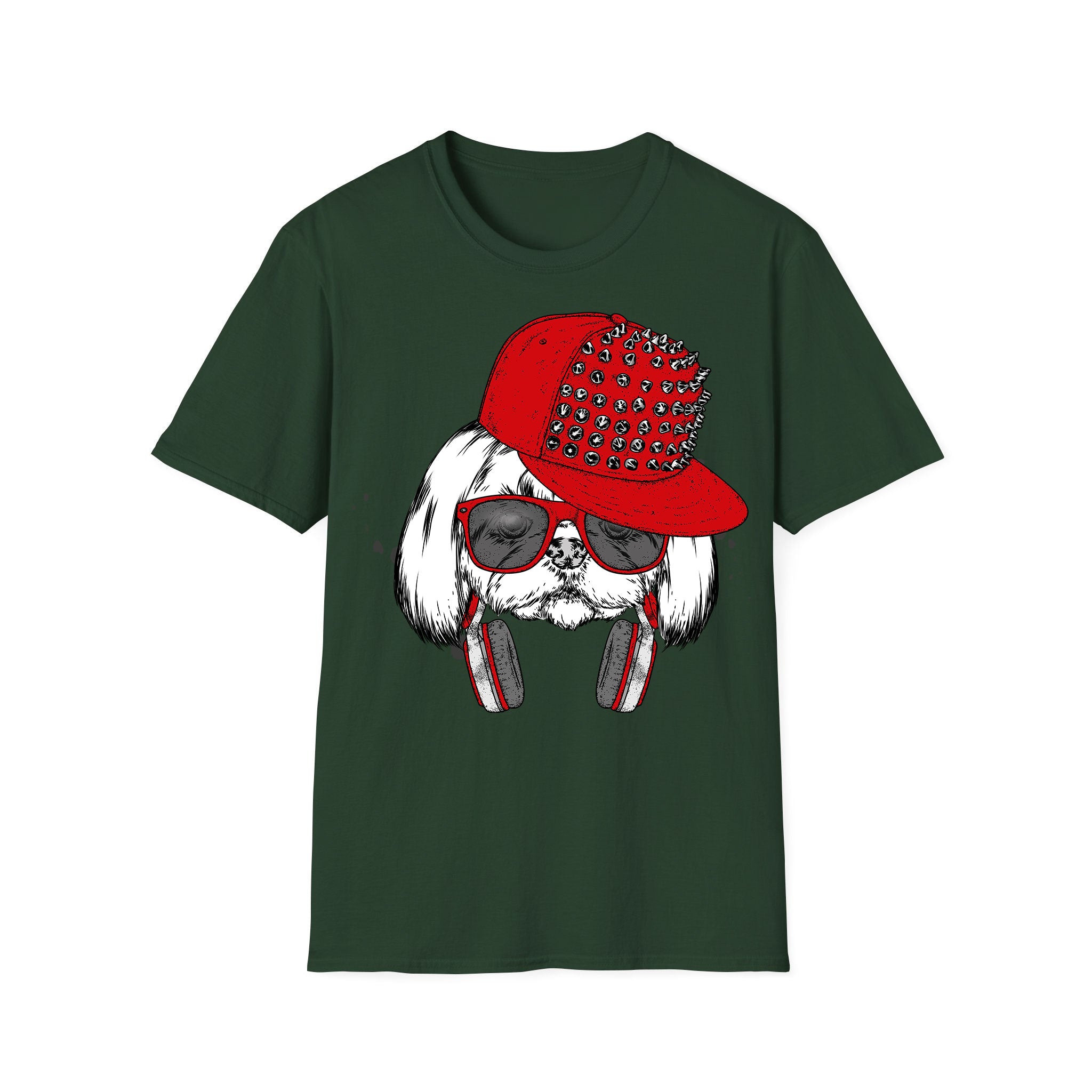 T-shirt unisexe musique, chien mignon dans une casquette