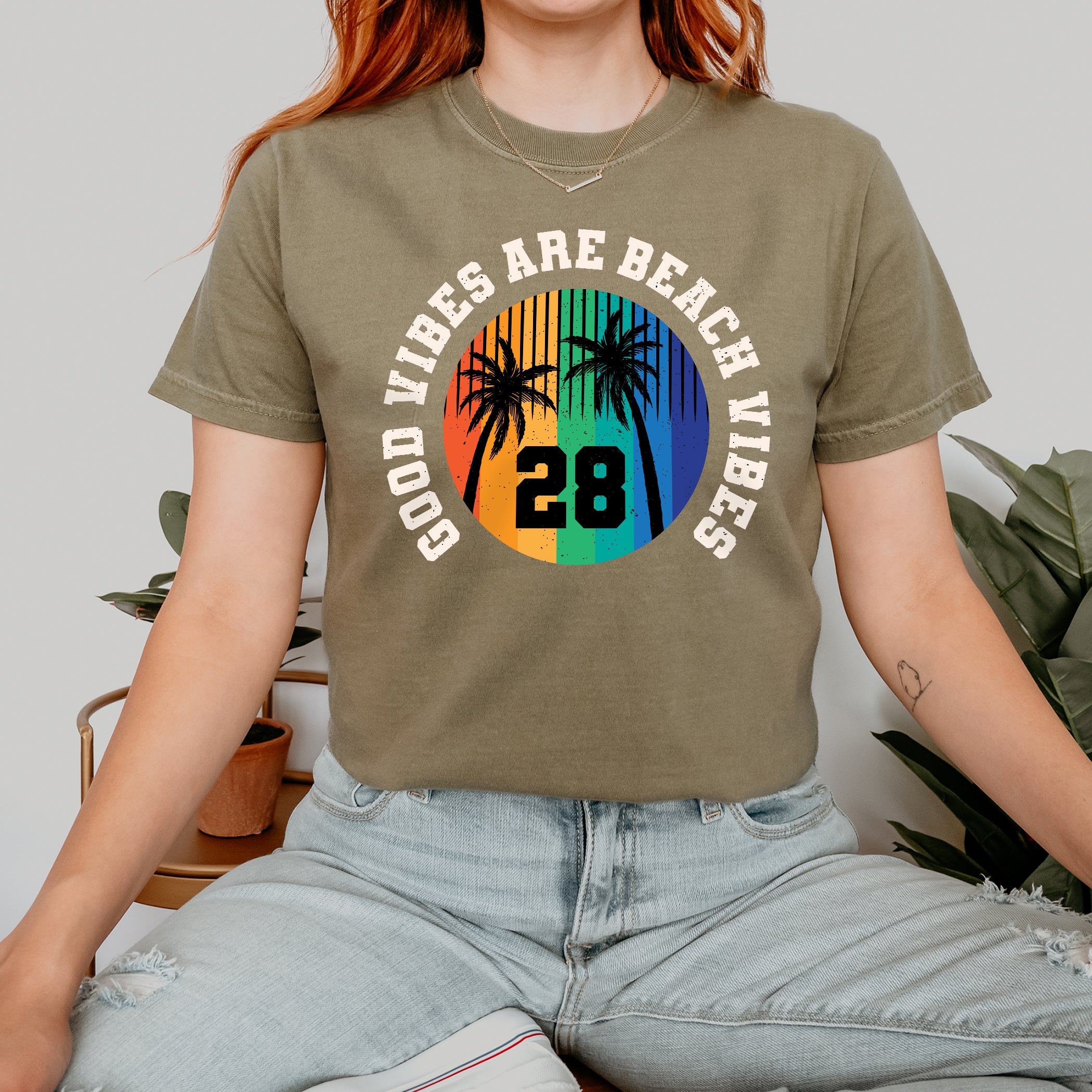 T-shirt d'été unisexe Good Vibes Beach Wibes