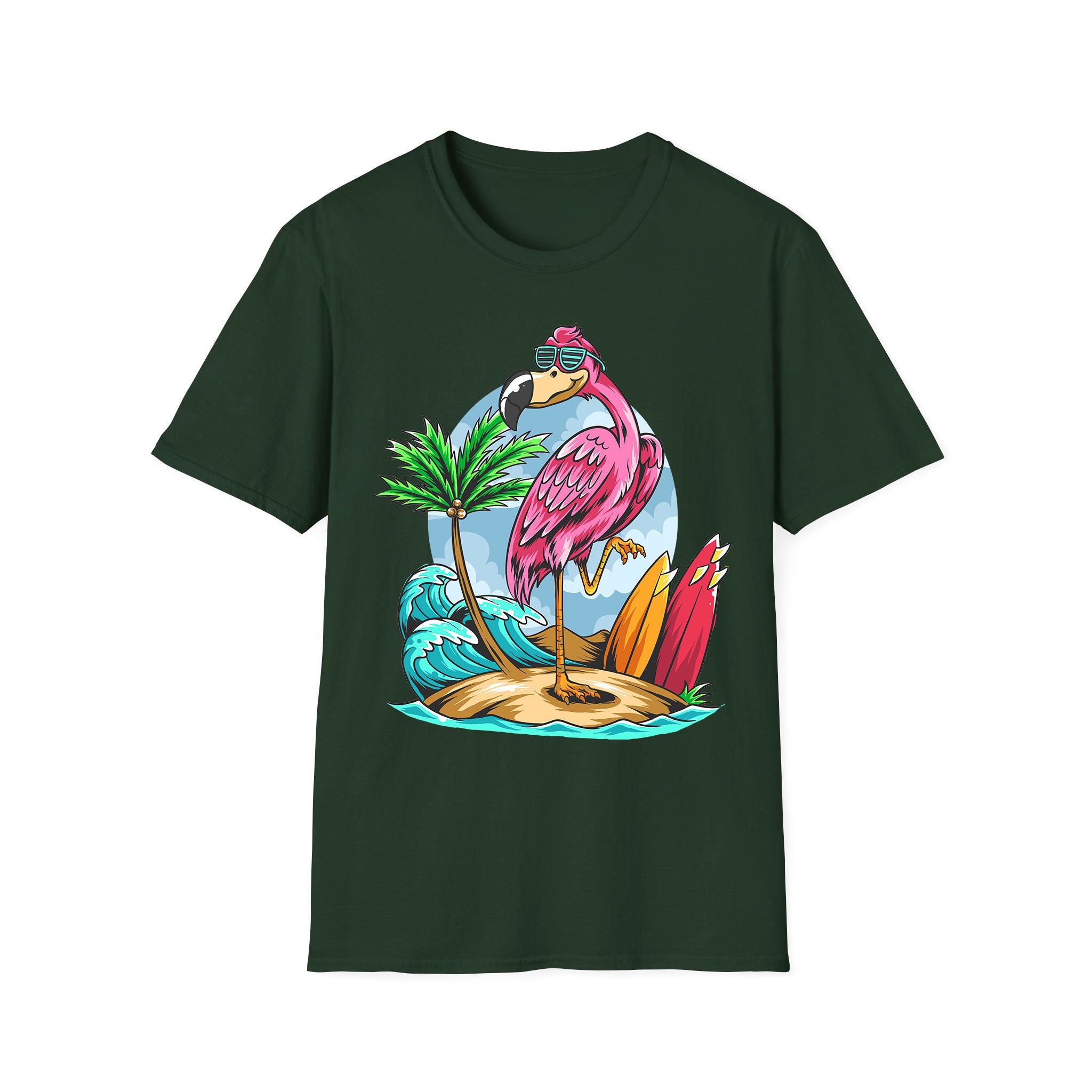 T-shirt été unisexe Flamingo Beach