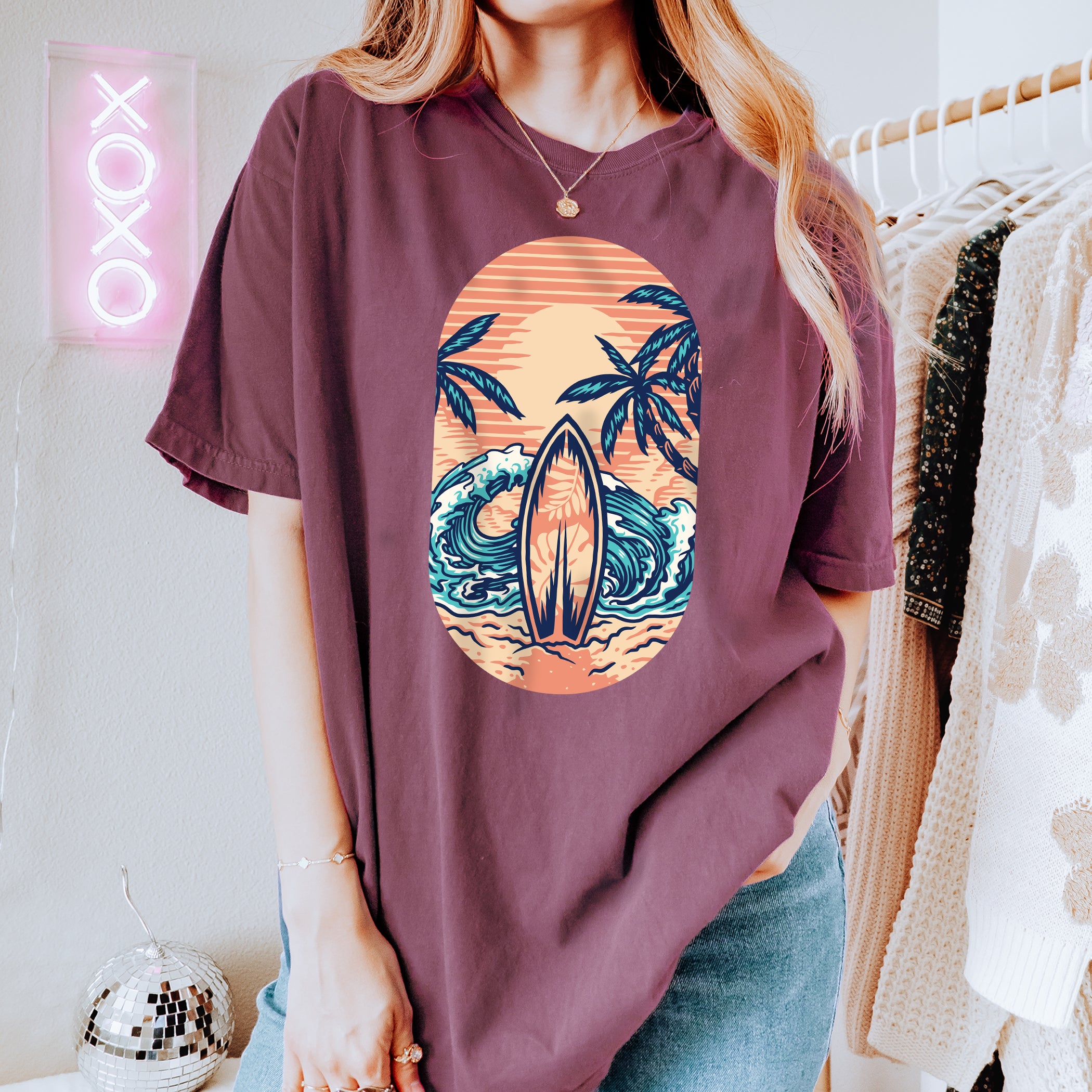 Summer unisex T-shirt Hawaii Surf Board
