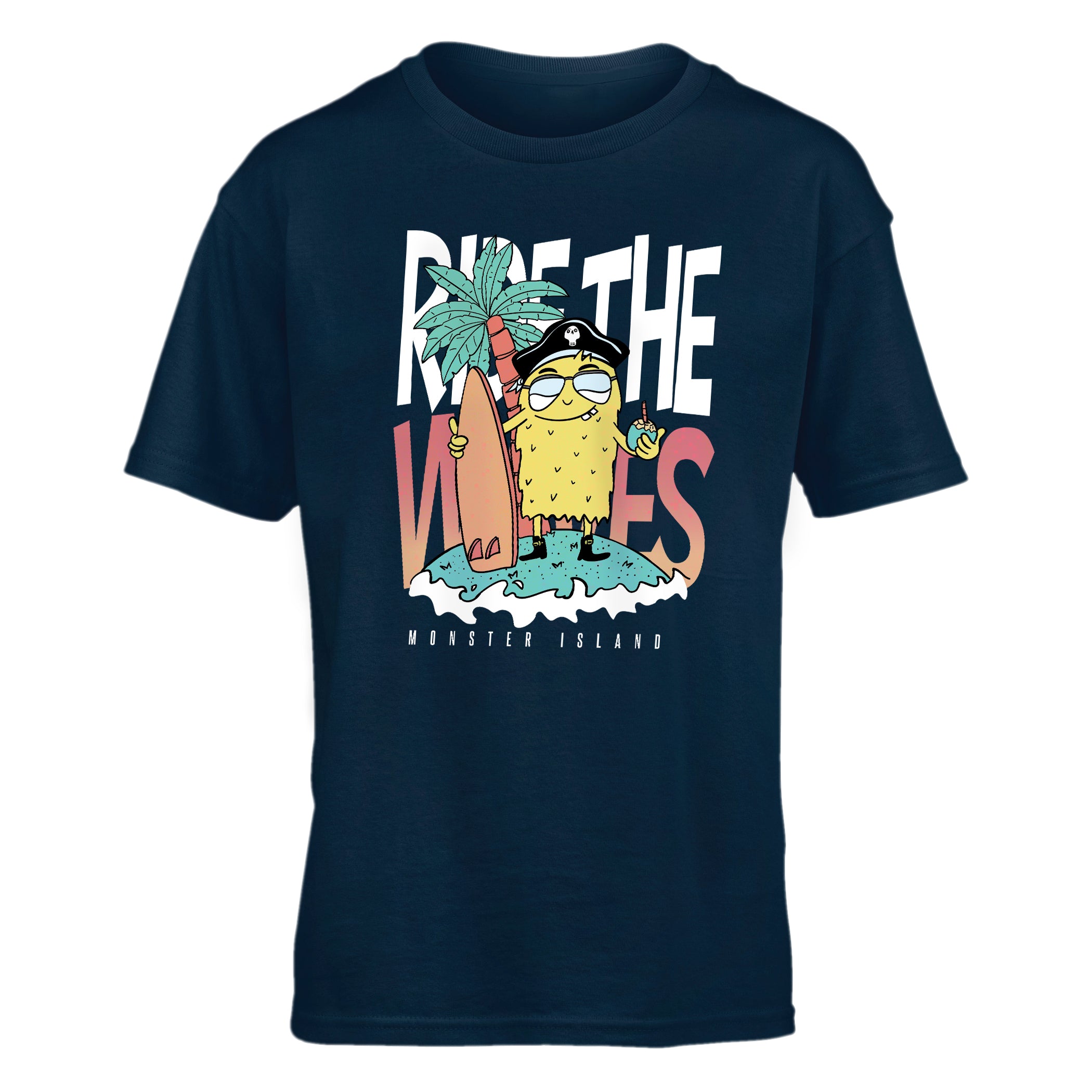 Kid T-Shirt Monster Ride The Waves