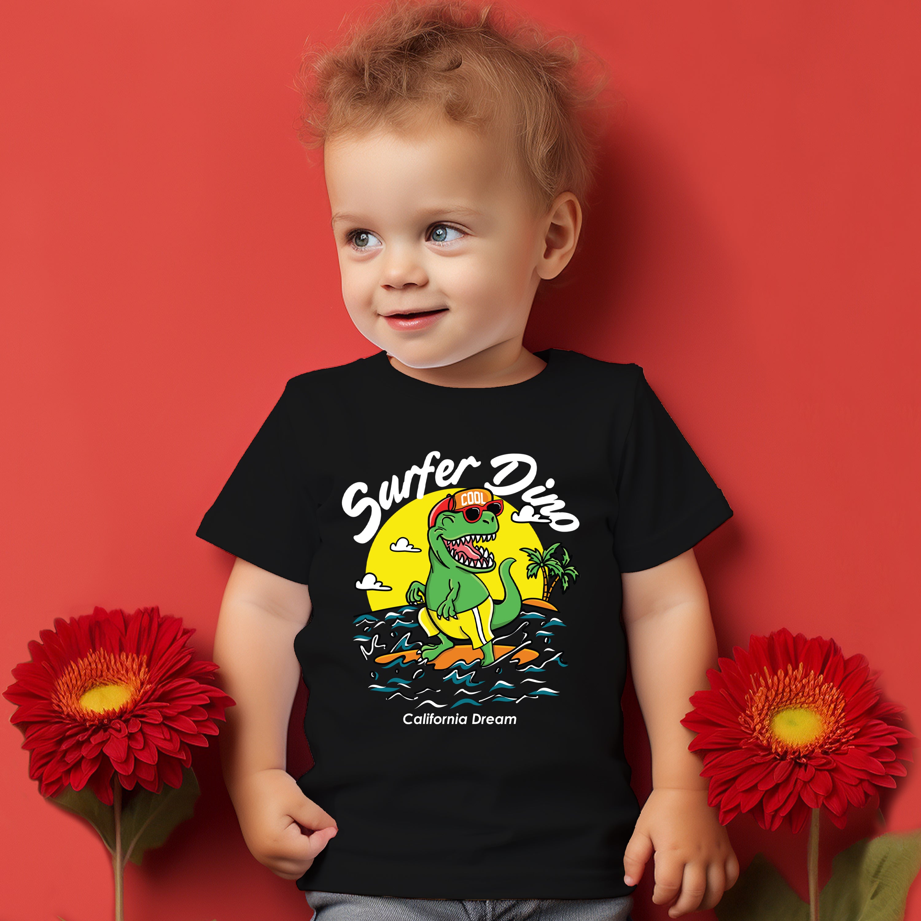 T-Shirt Enfant Surfeur Dino