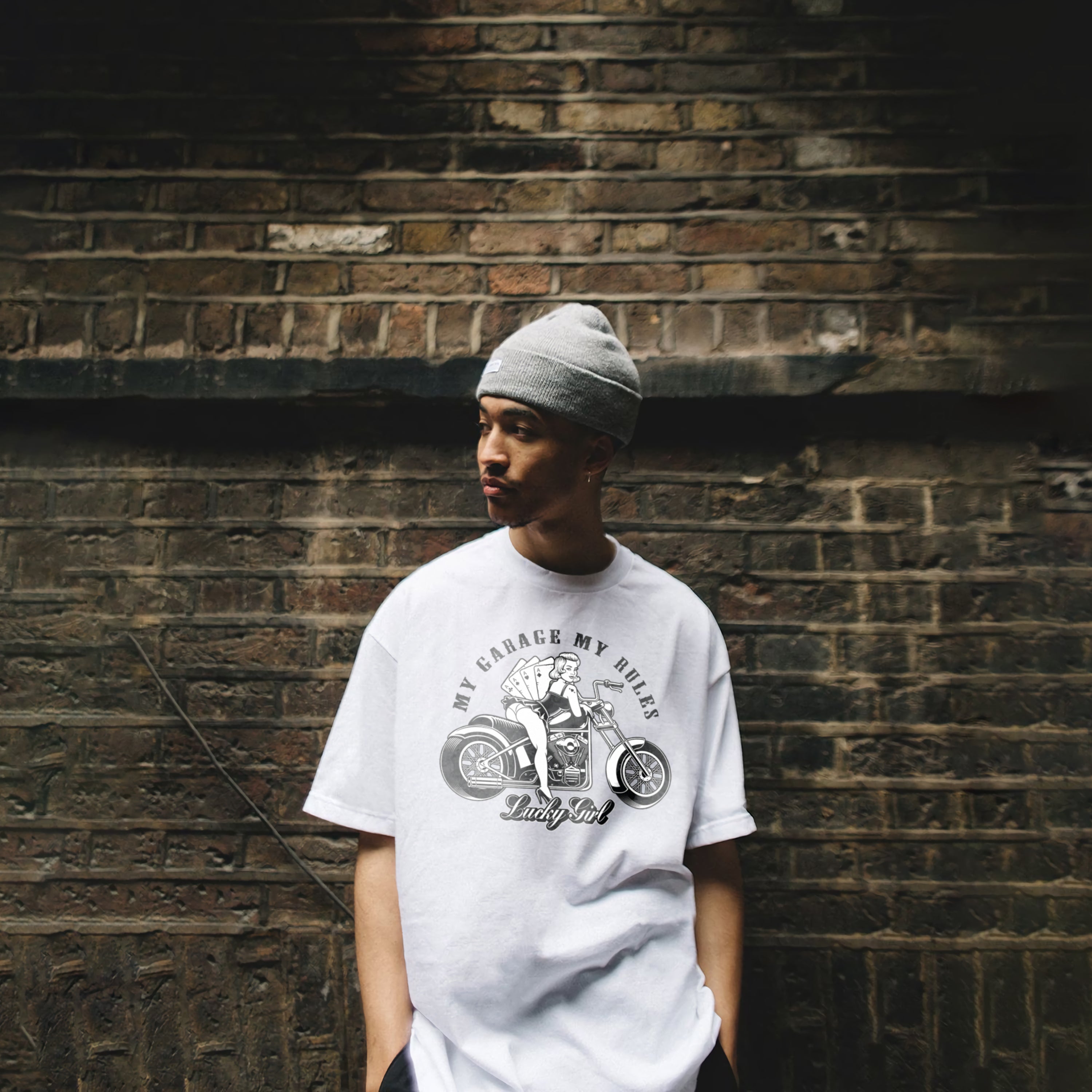 Motorcycle T-shirt Lucky Girl Bike