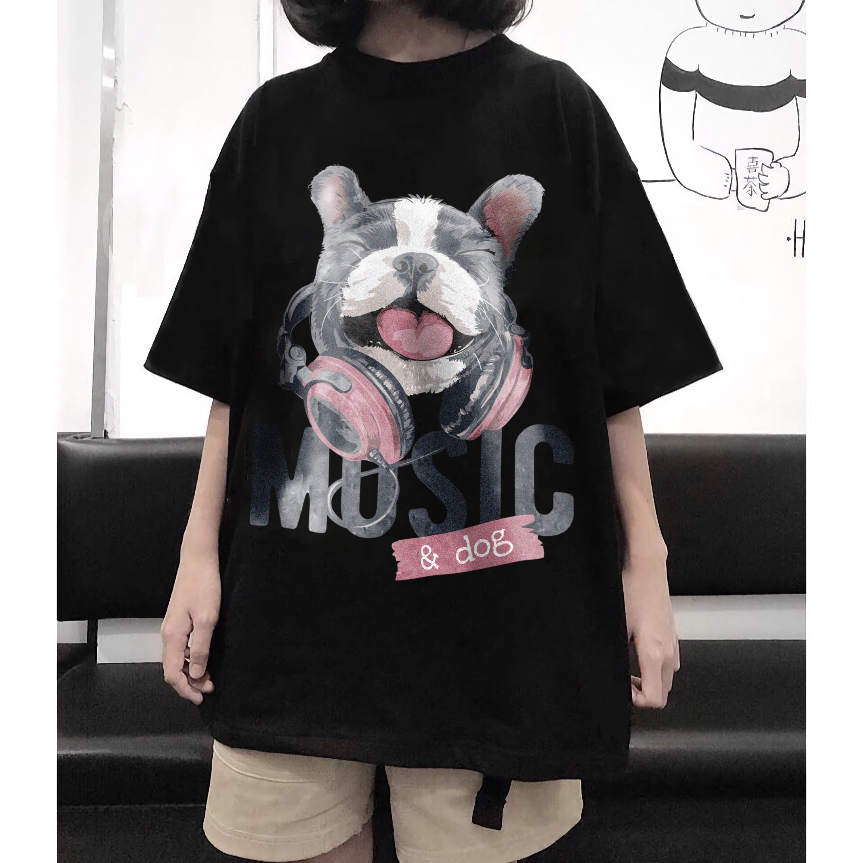 T-shirt unisexe Musique Musique & Chien