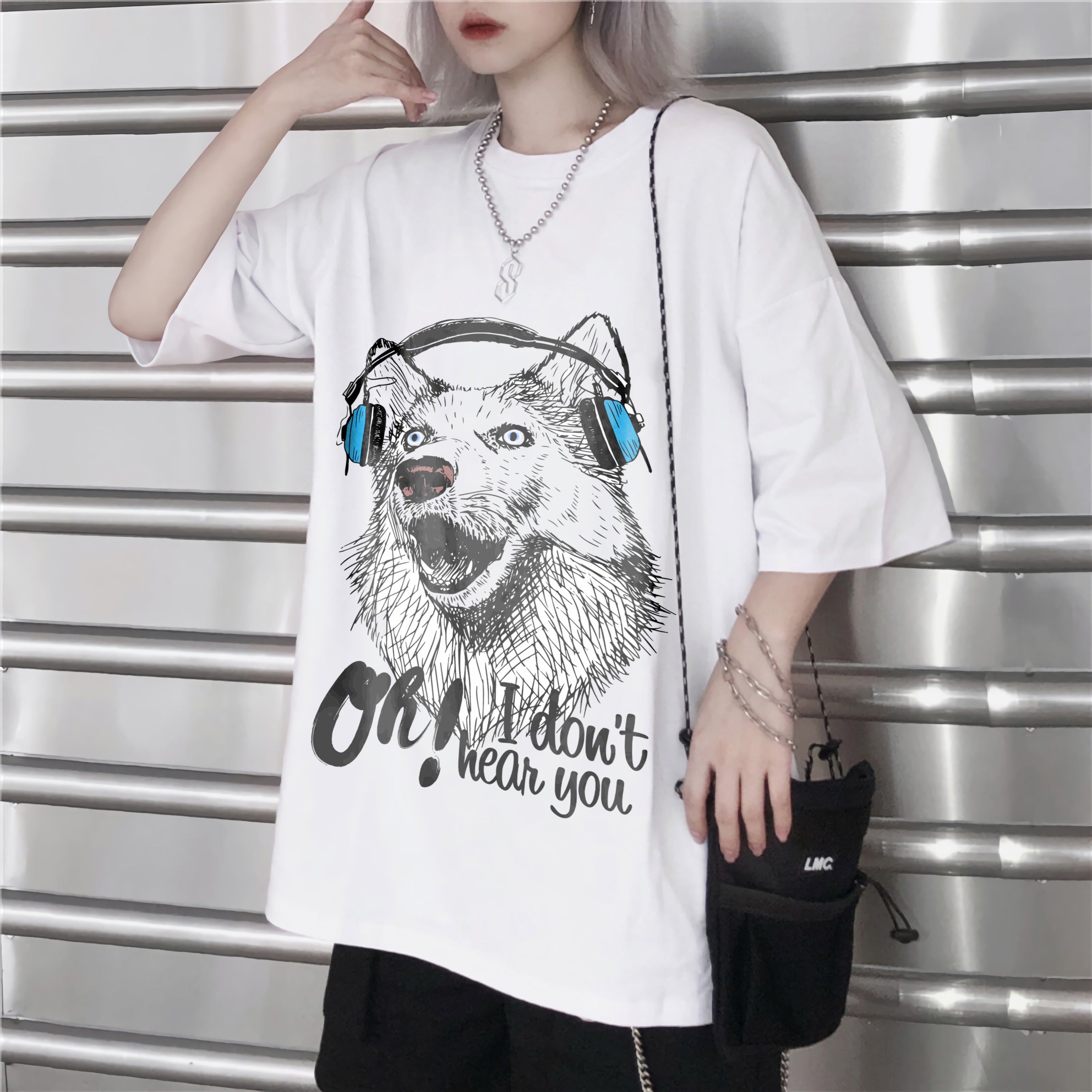 T-shirt musique unisexe Chien Casque