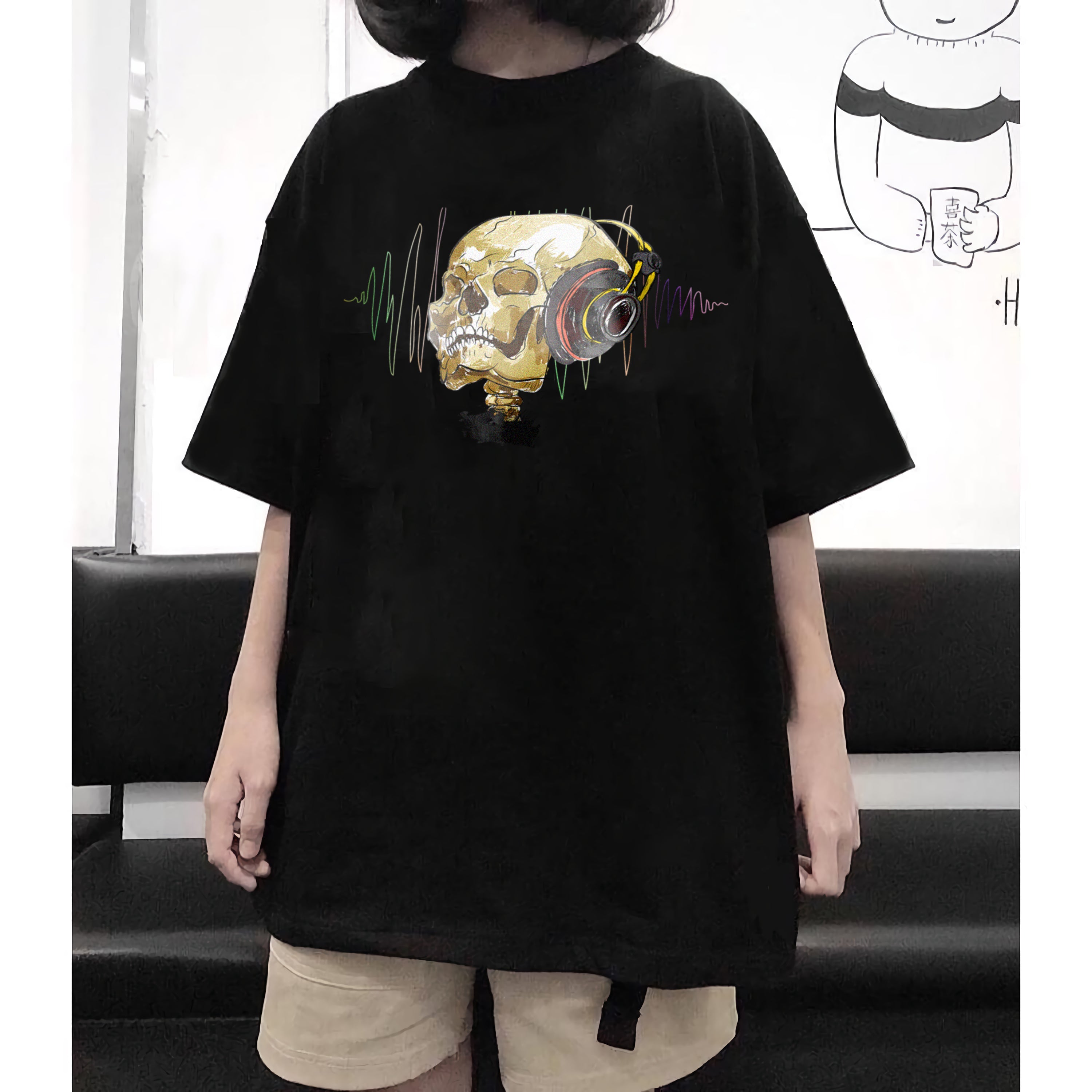 T-shirt musique unisexe Music Skull Headphone