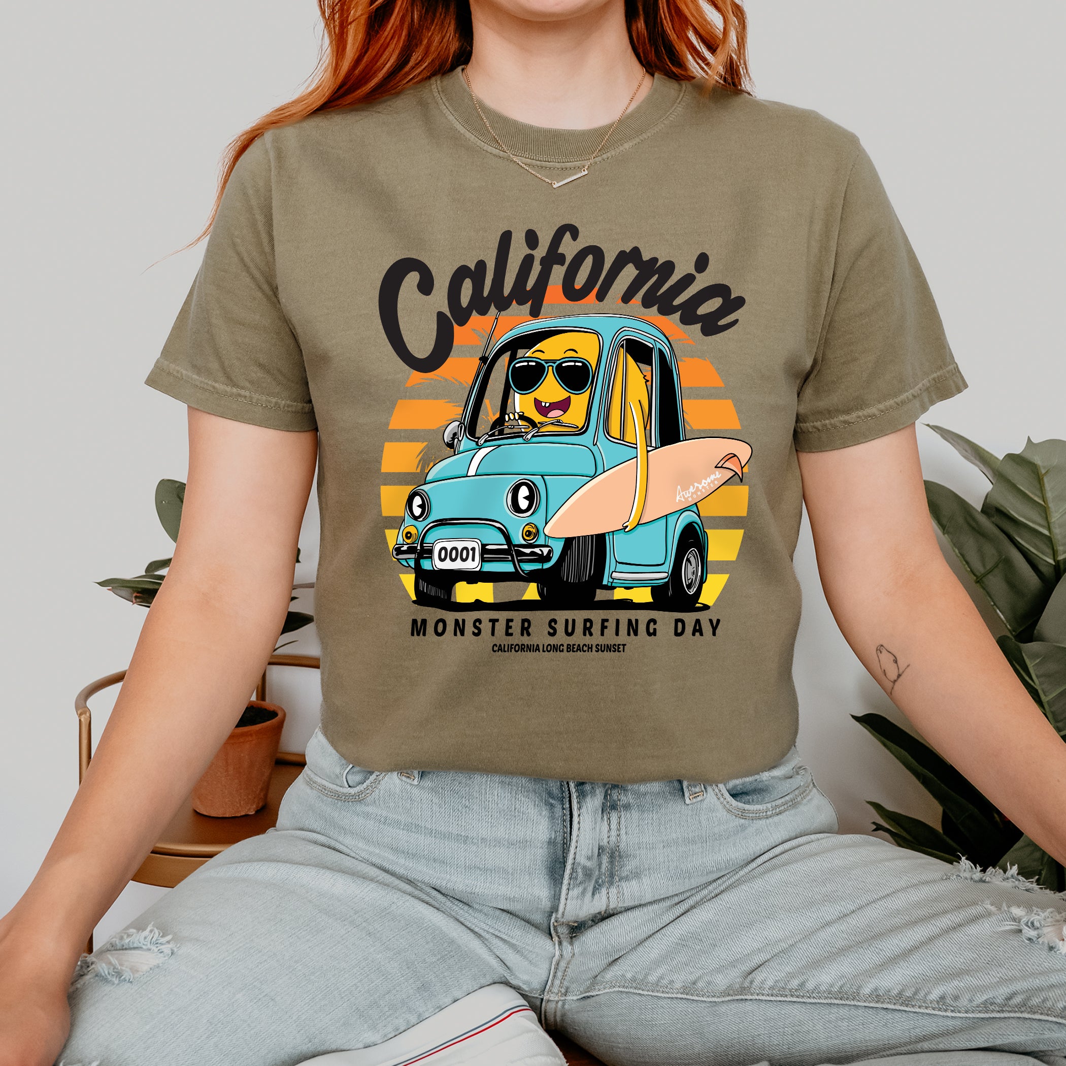 Summer unisex T-shirt Monster Surfing Day