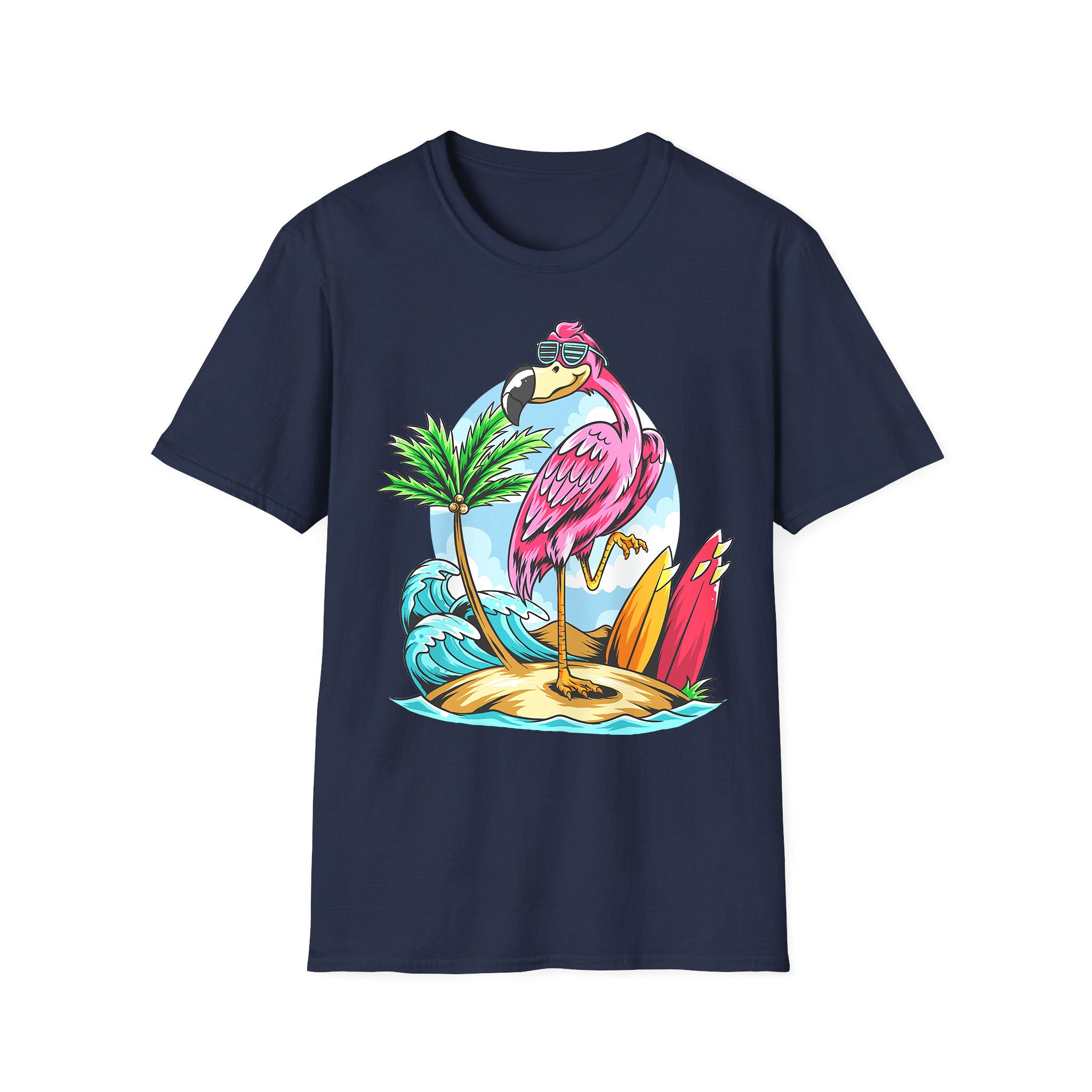 T-shirt été unisexe Flamingo Beach