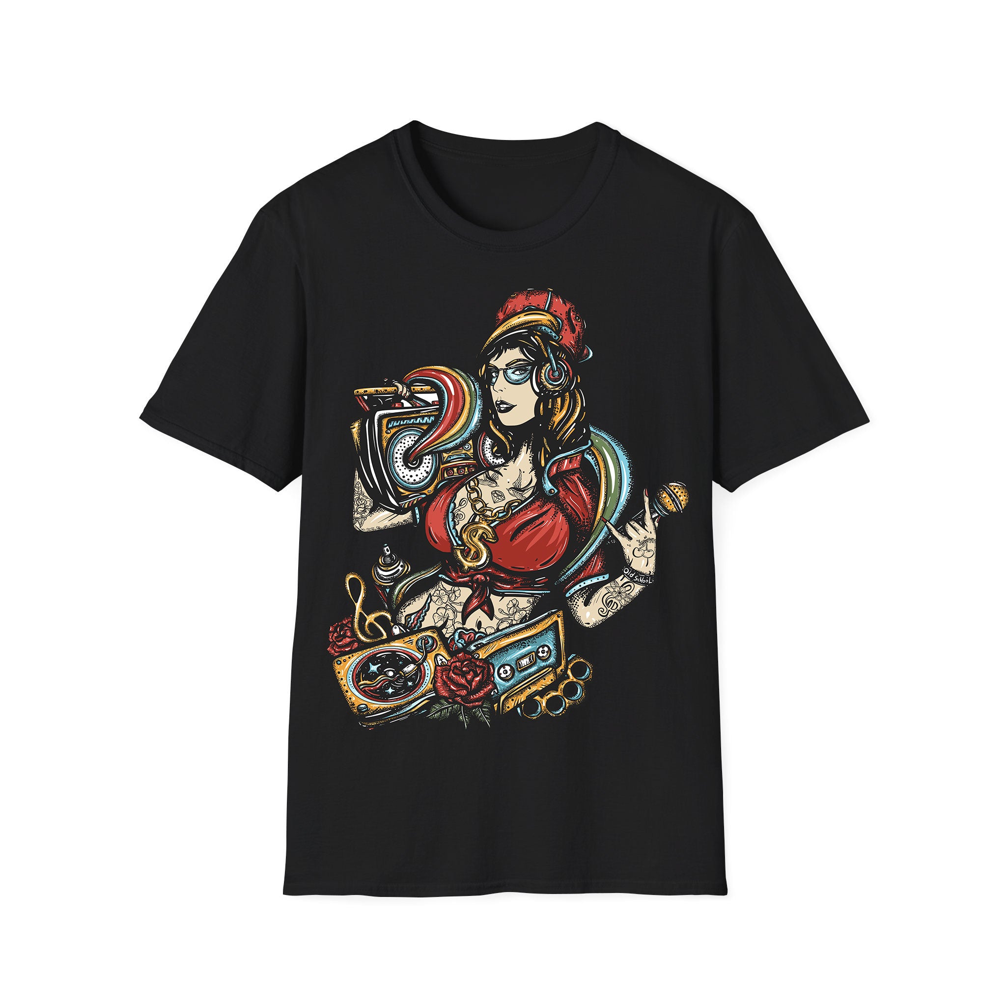 T-shirt unisexe musique Old School Girl