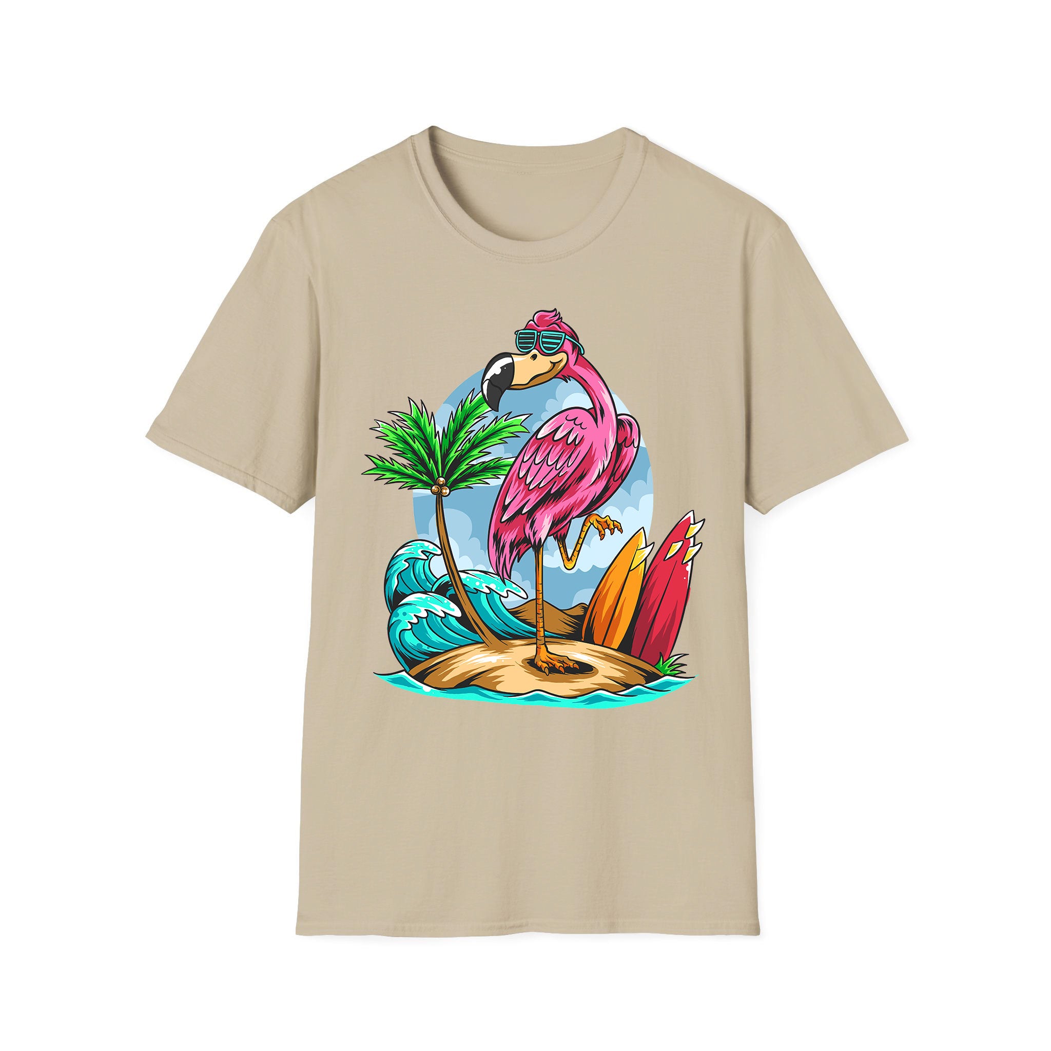 T-shirt été unisexe Flamingo Beach