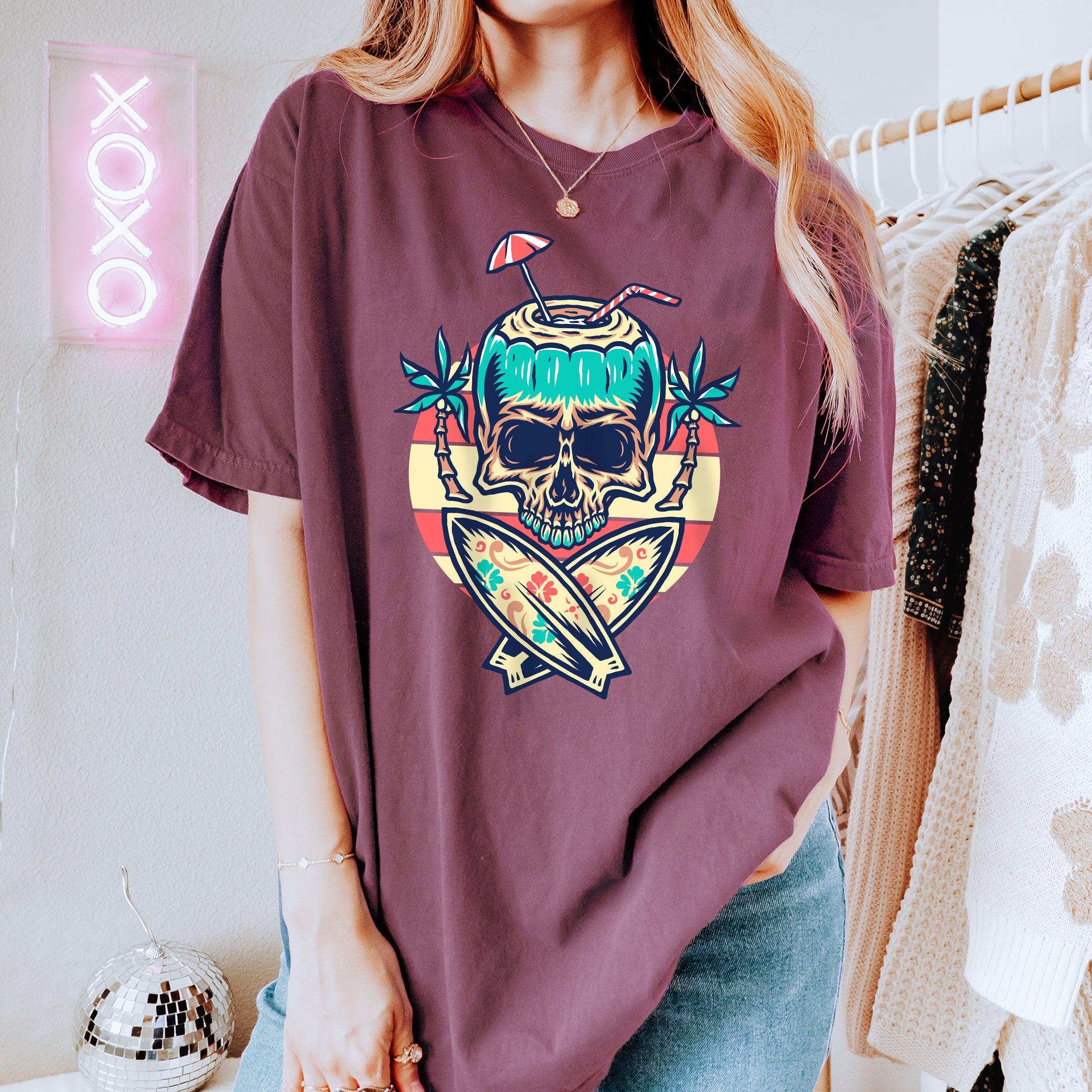 T-shirt été unisexe Skull Beach