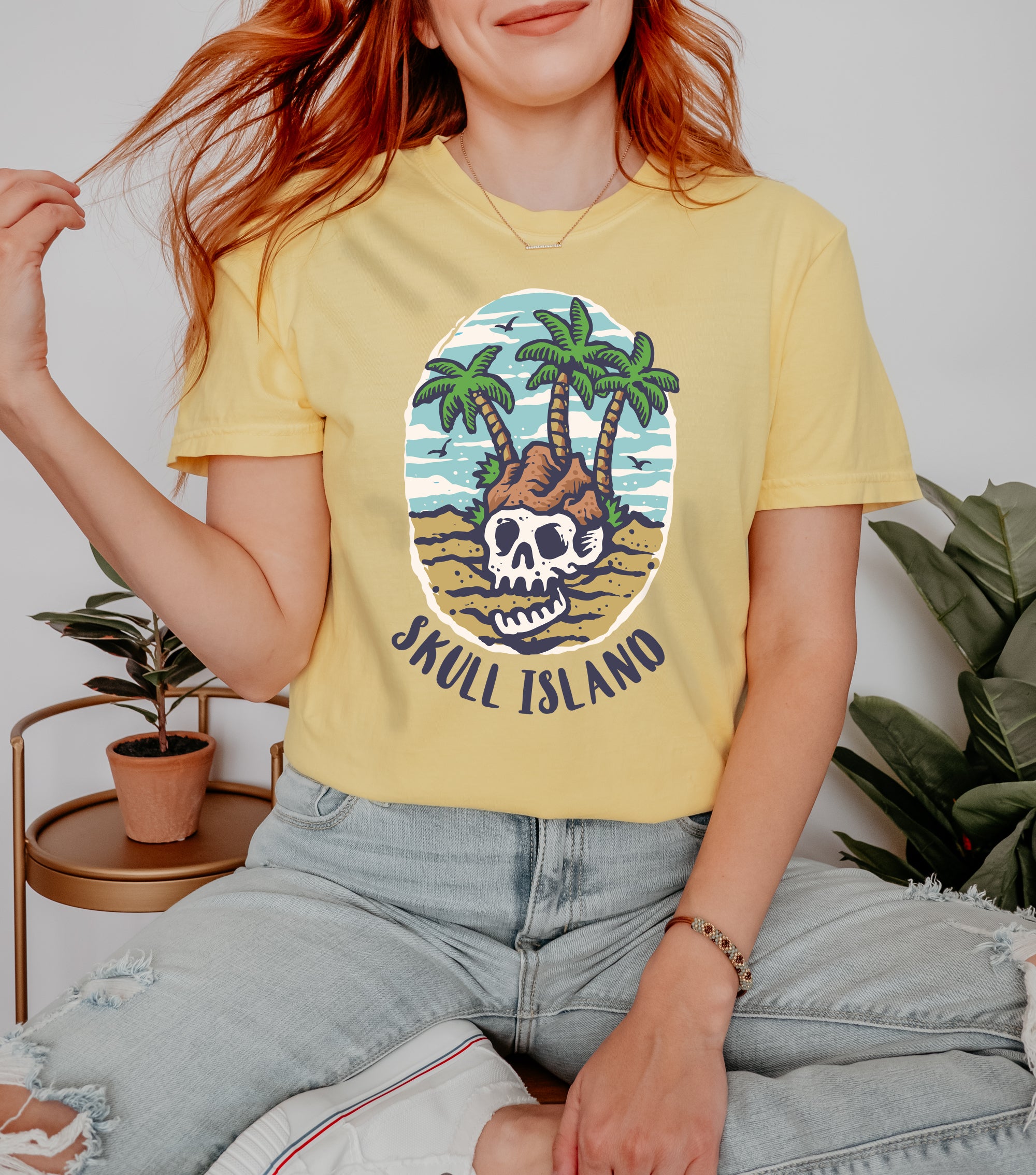 Summer unisex T-shirt Skull Island