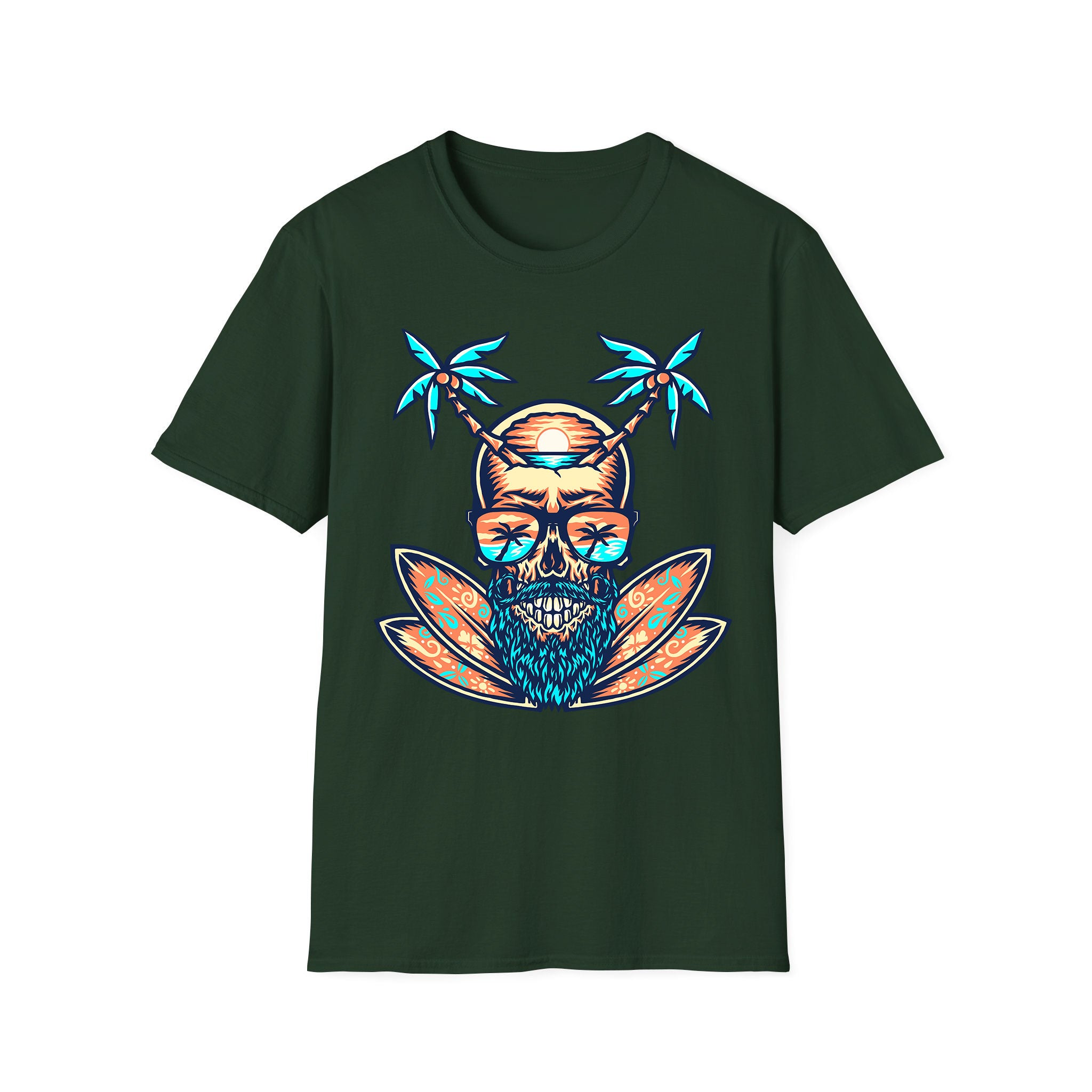 T-shirt unisexe d'été Summer Skull Beach