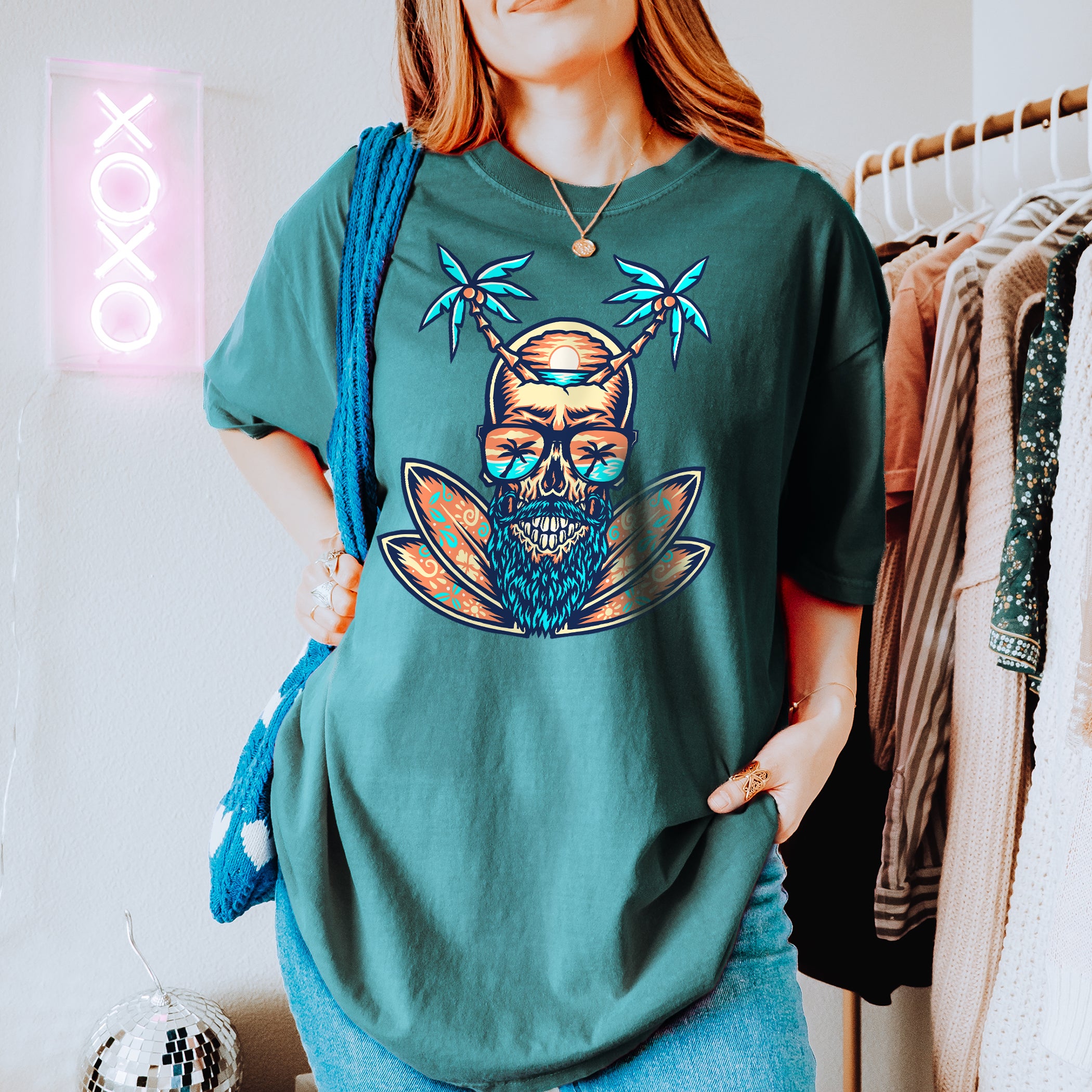 T-shirt unisexe d'été Summer Skull Beach