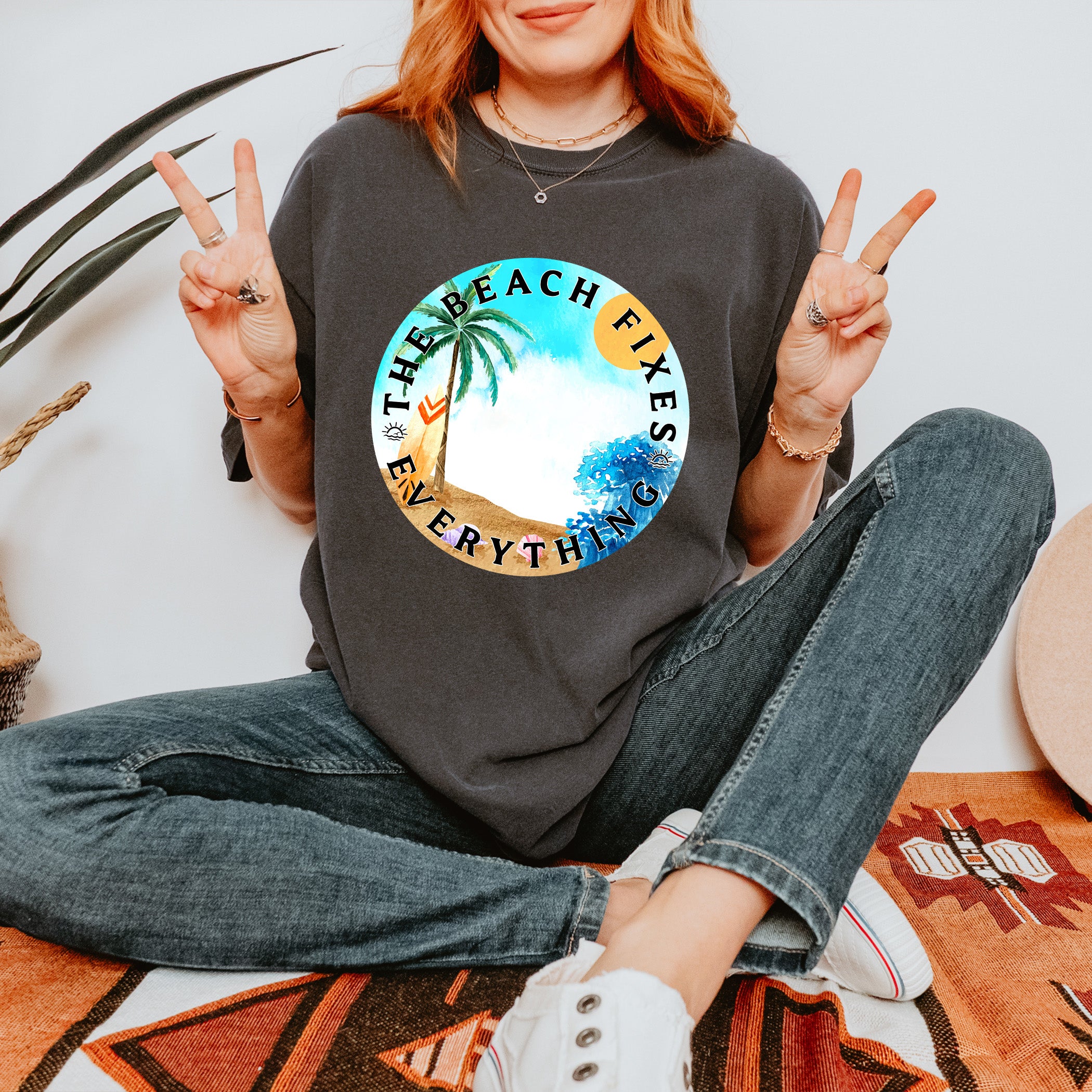 T-shirt de voyage La plage arrange tout