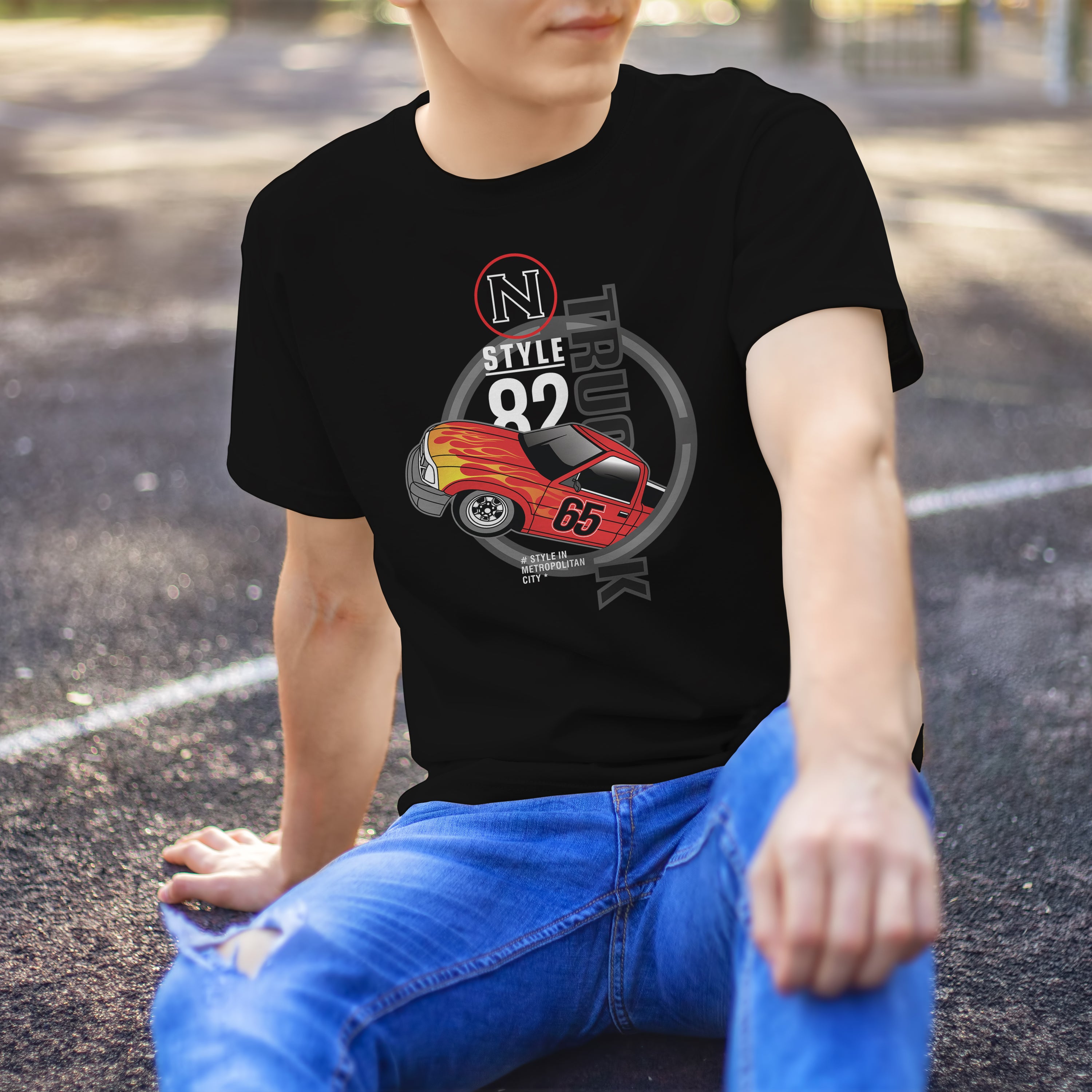 T-shirt voitures de course style camion