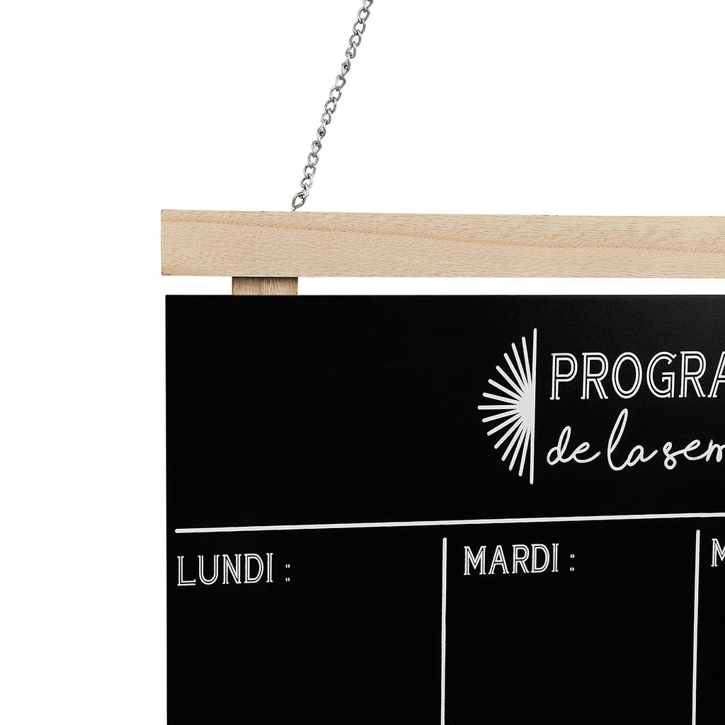 Semainier Ardoise Noir – Planning Hebdomadaire Effaçable