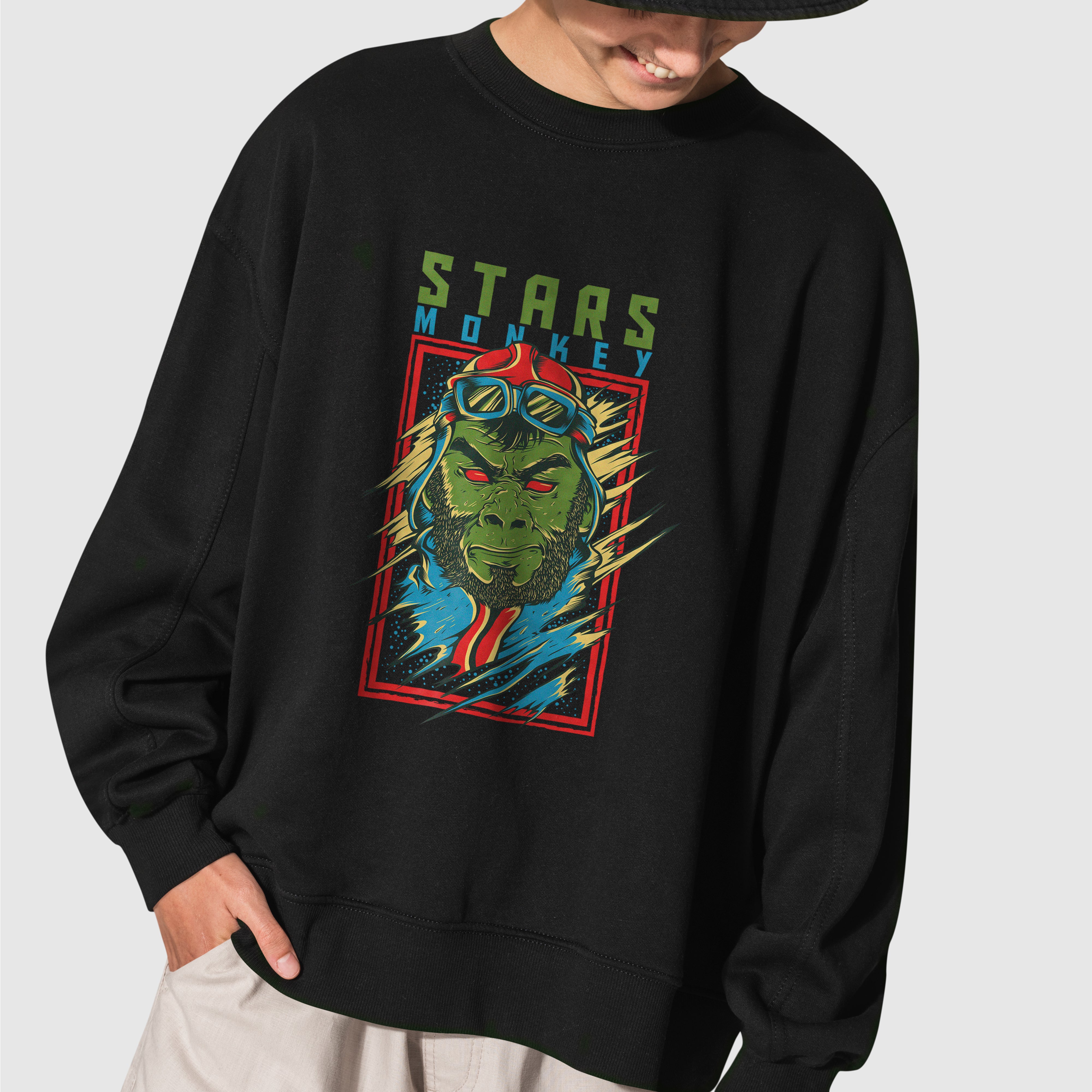 Youth Sweatshirt Stars Monkey