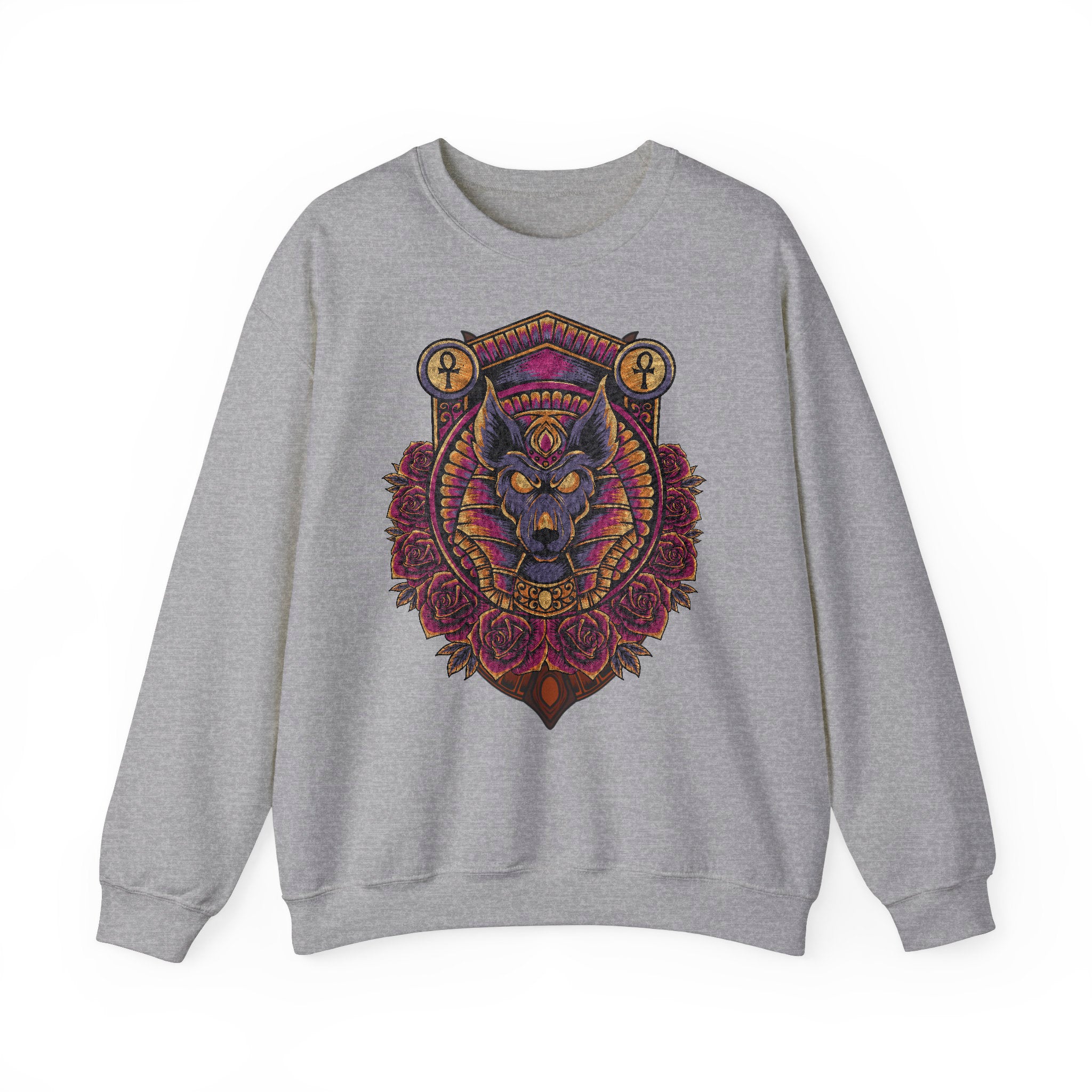 Embroidery sweatshirt Anubis Head With Rose Ornament