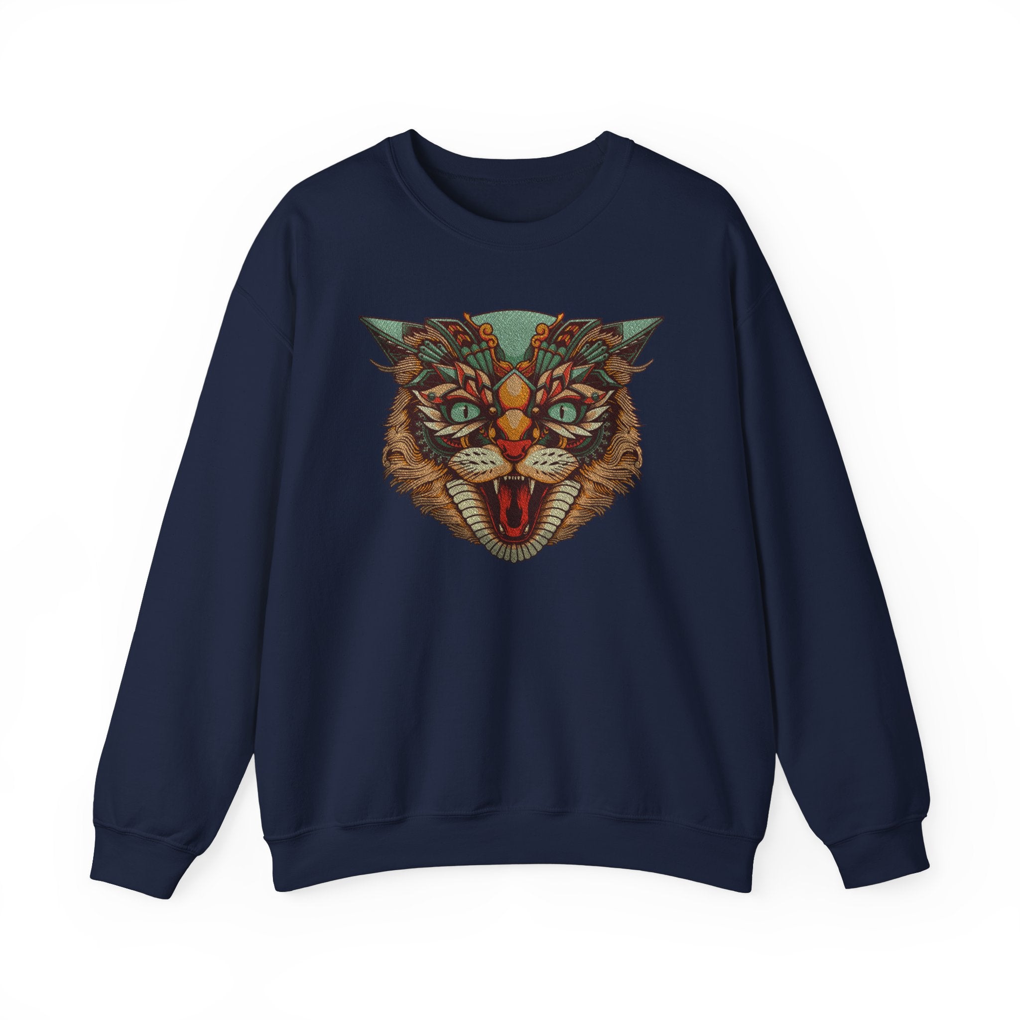 Embroidery sweatshirt Ethnic cat head