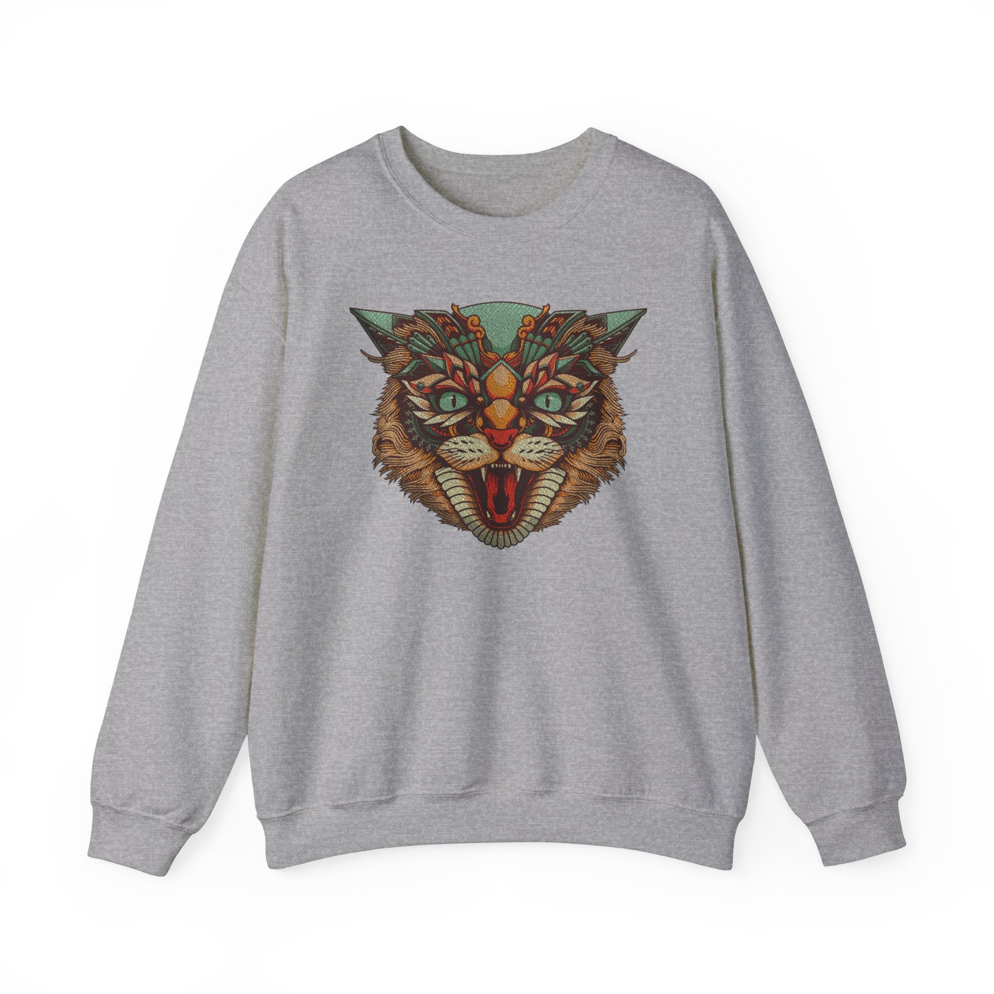 Embroidery sweatshirt Ethnic cat head