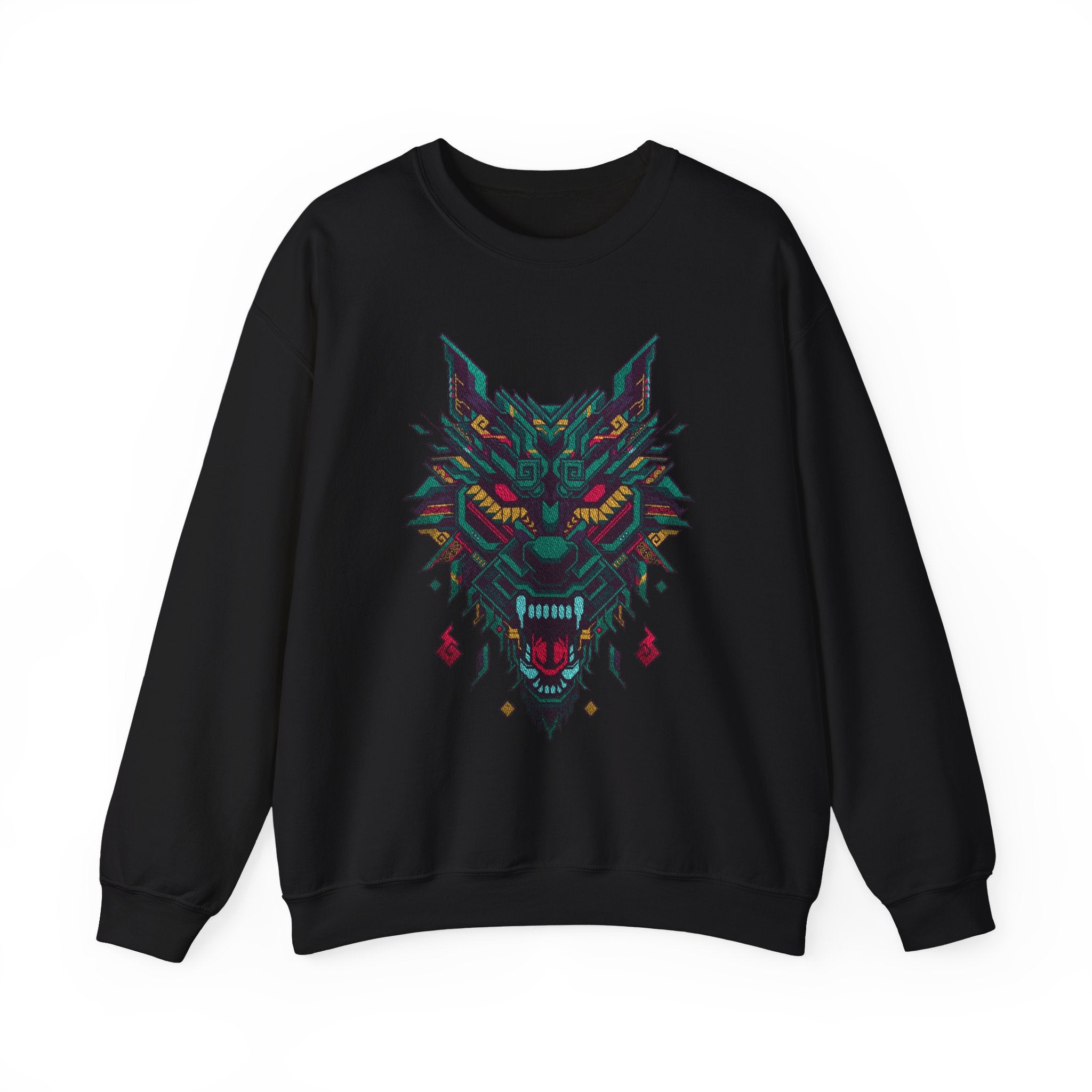 Embroidery sweatshirt Polygonal wolf head