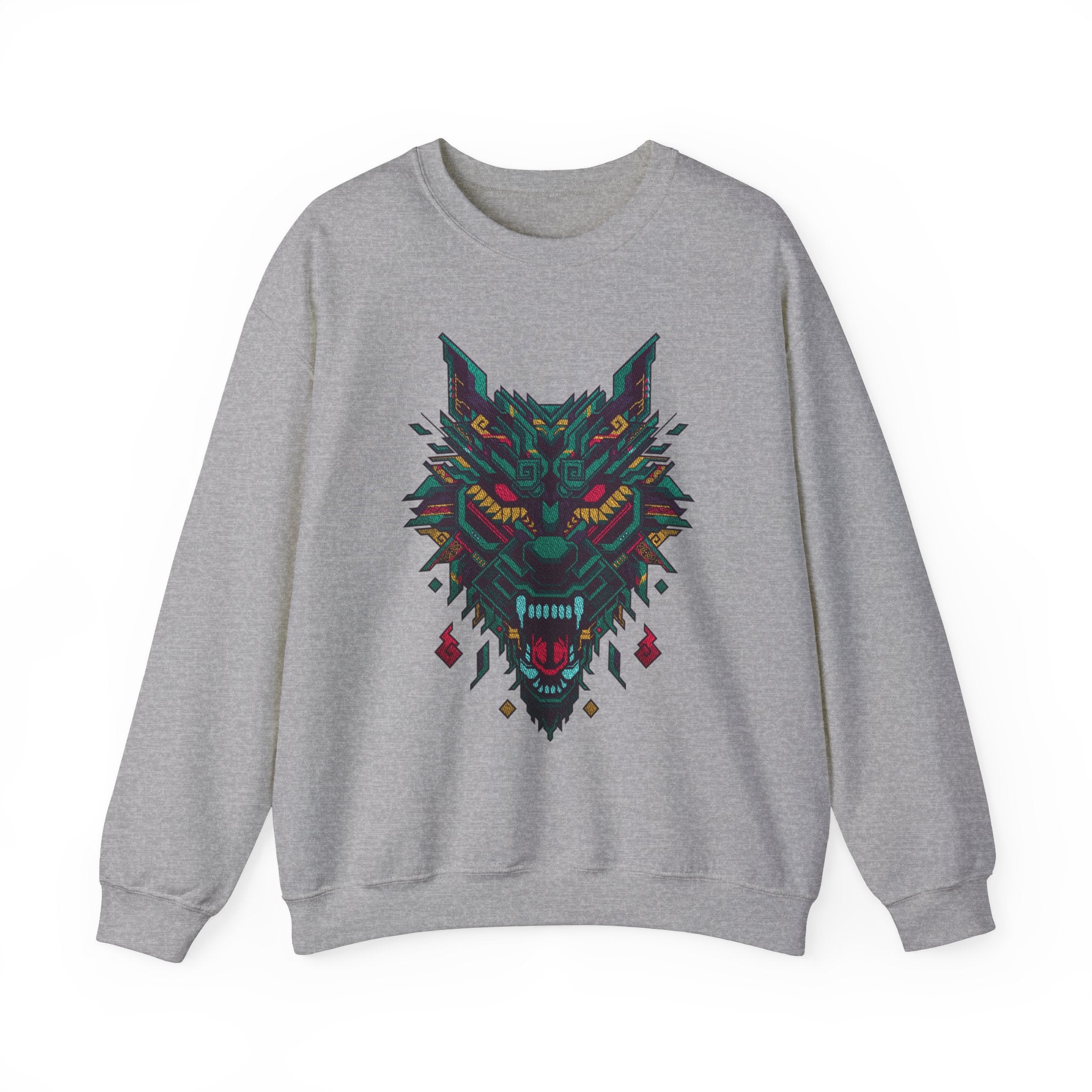 Embroidery sweatshirt Polygonal wolf head