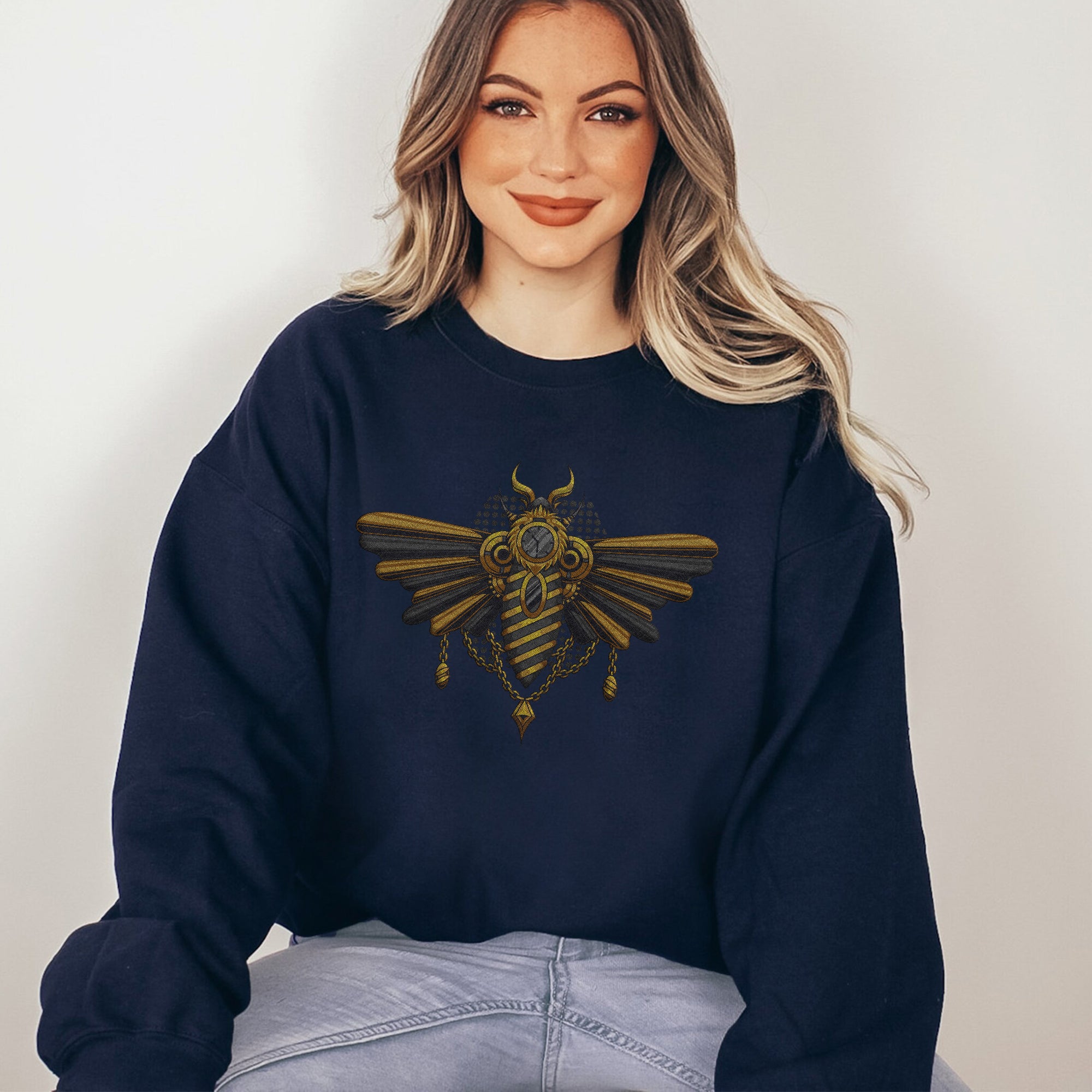 Embroidery sweatshirt Steampunk moth