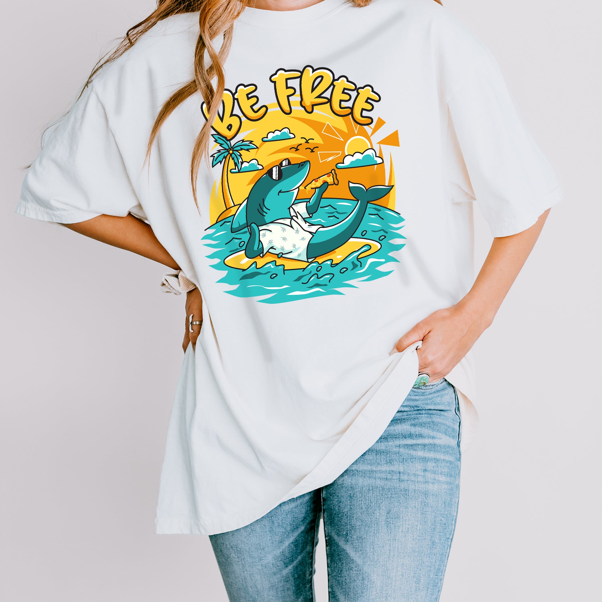 Summer unisex T-shirt Be Free Shark