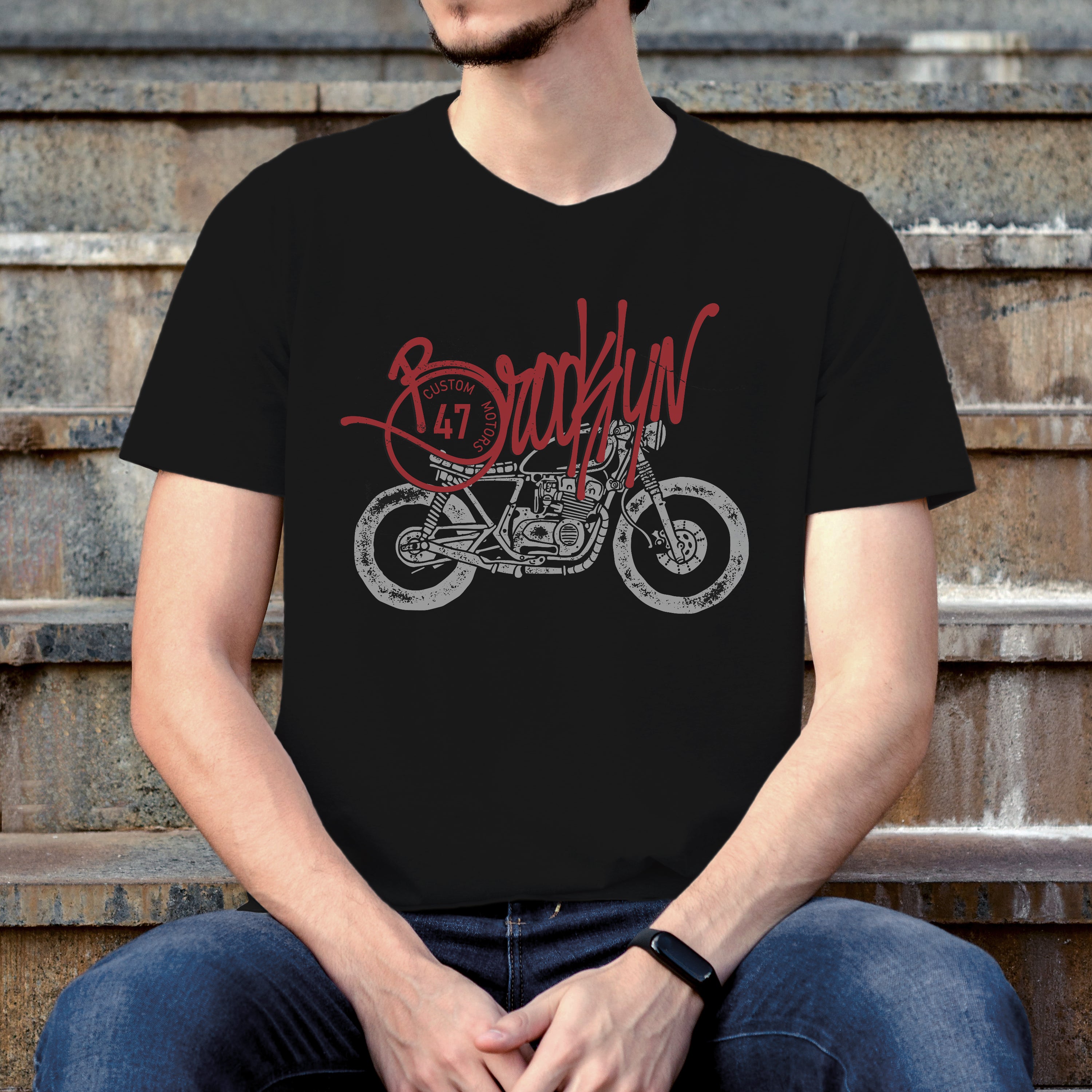 Motorcycle T-shirt Brooklyn Custom Motors