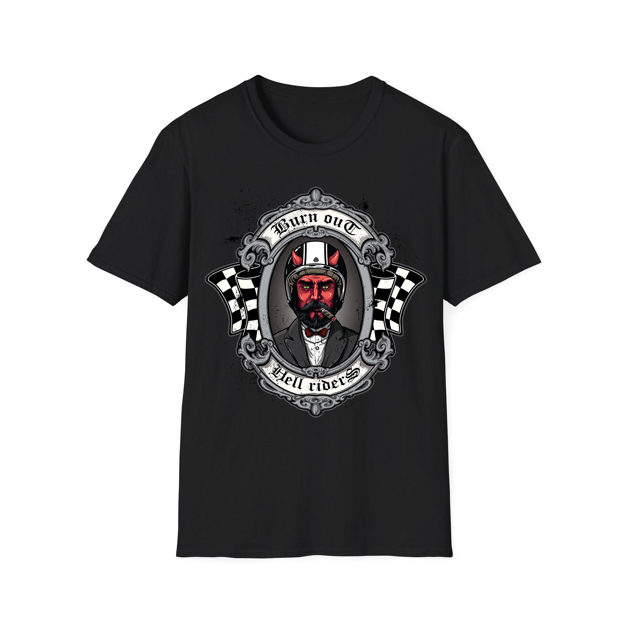 Motorcycle T-shirt Burn Out Hell Riders