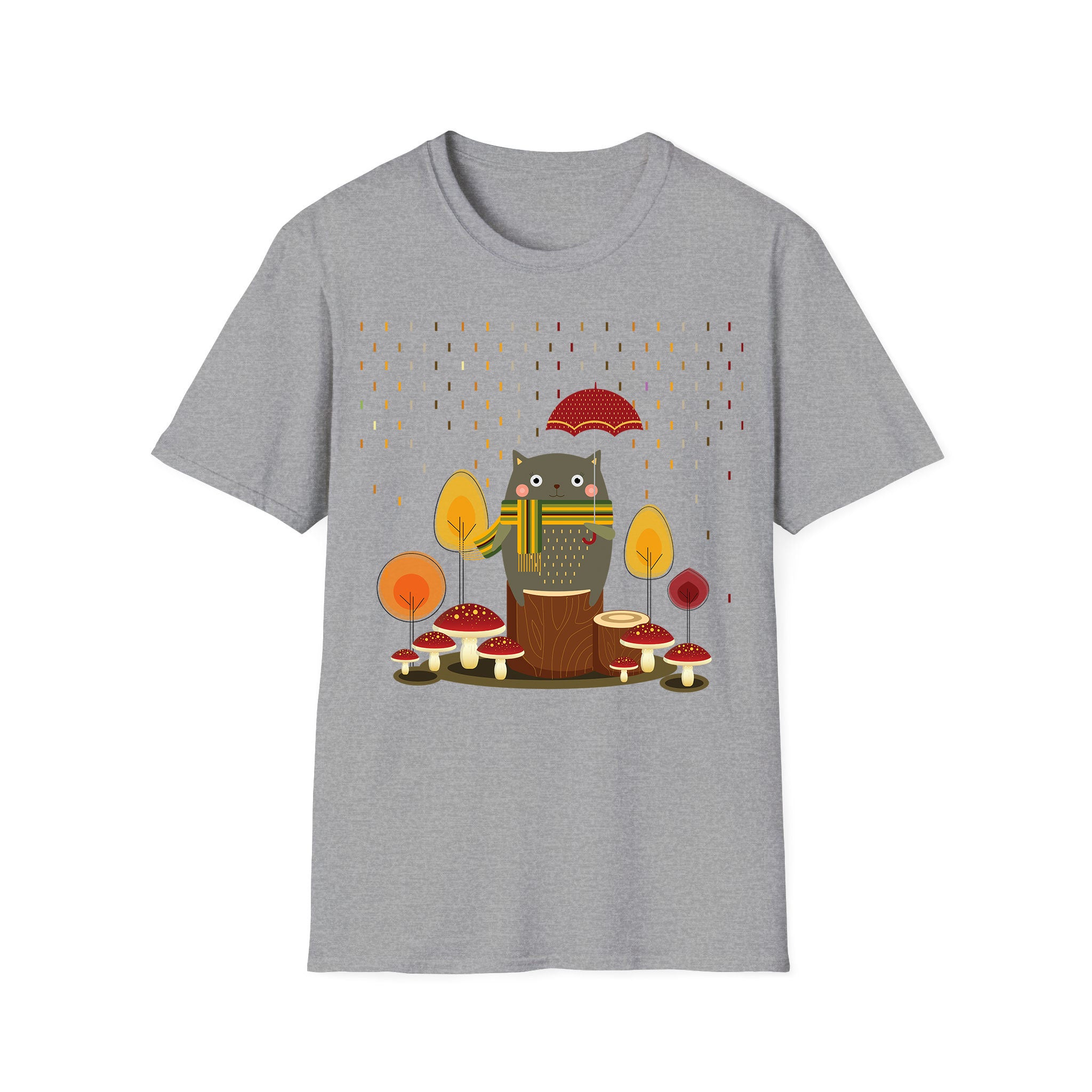 Autumn T-shirt Cat & Mushroom