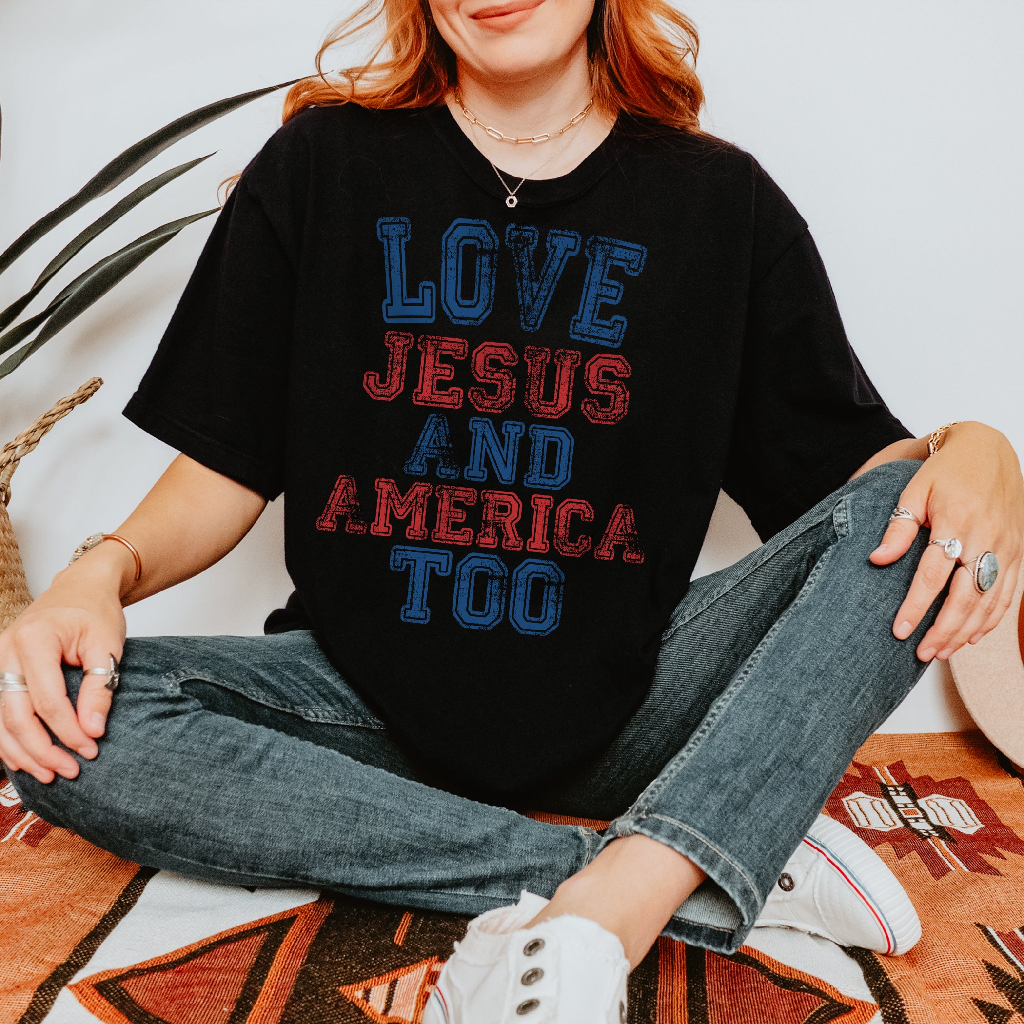 Christian T-shirt Love Jesus and America