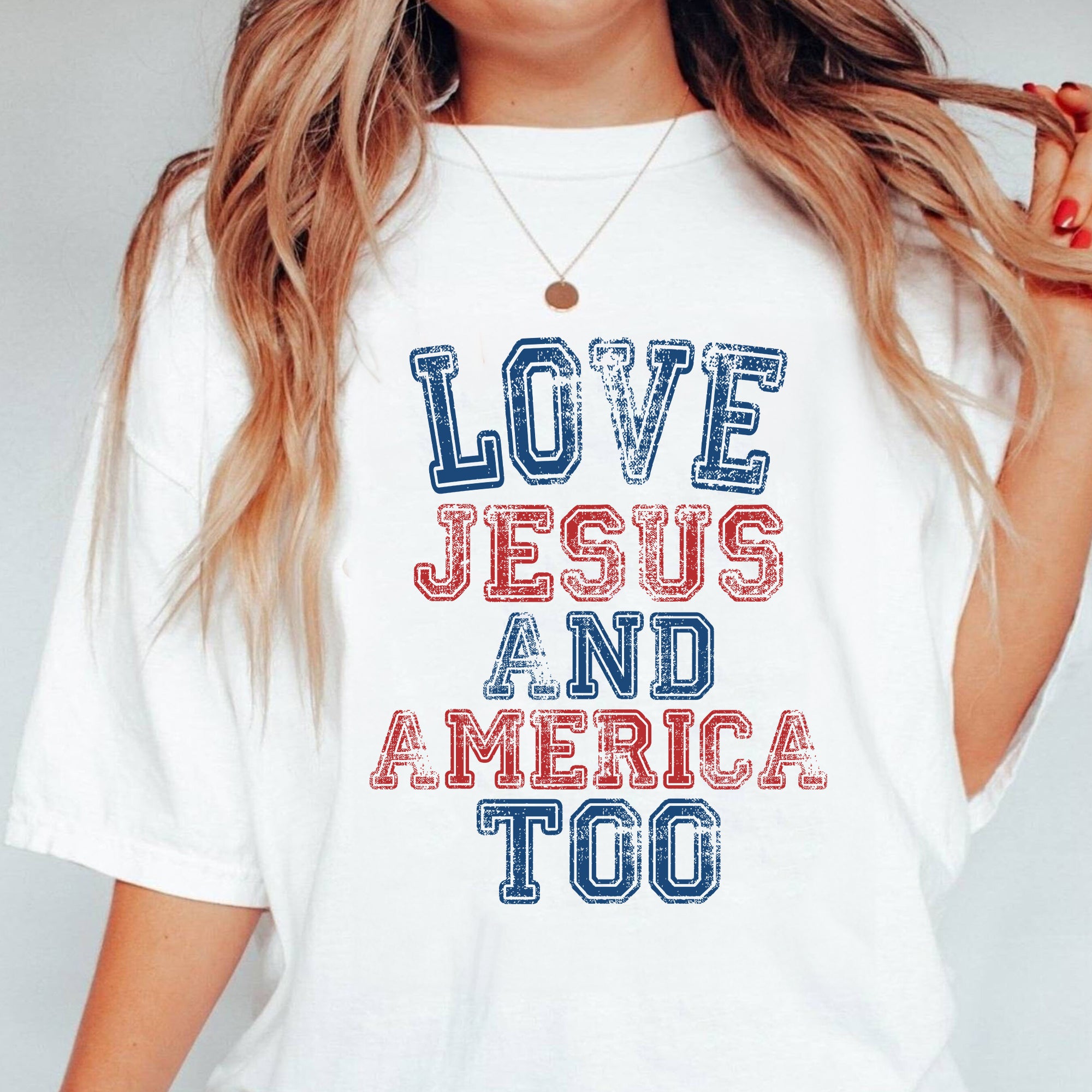 Christian T-shirt Love Jesus and America