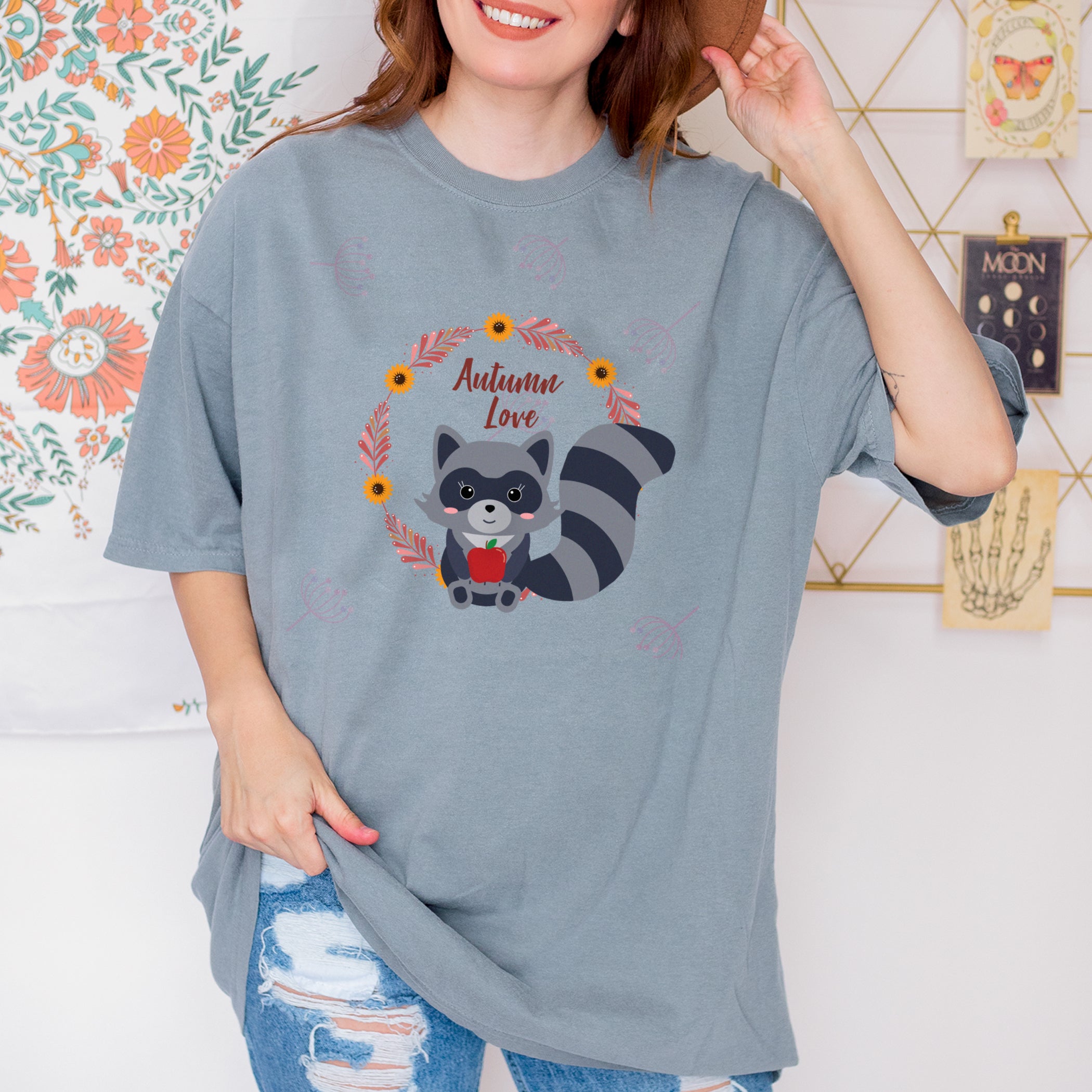 T-shirt Automne Mignon Raton Laveur Automne