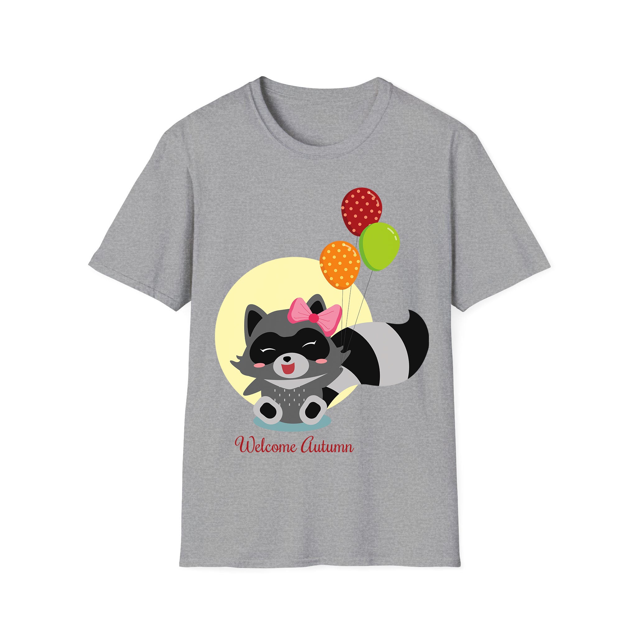 Autumn T-shirt Cute Racoon Balloon Autumn