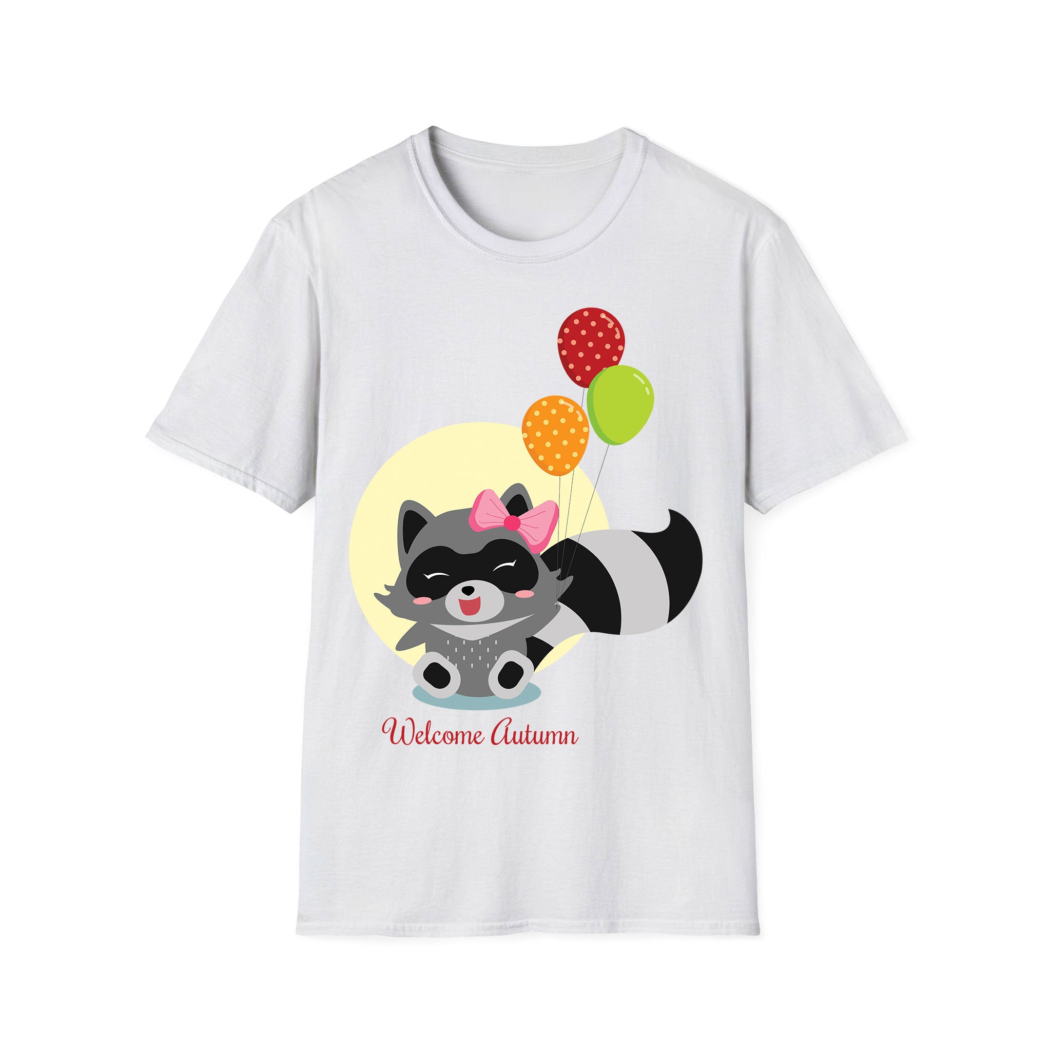 Autumn T-shirt Cute Racoon Balloon Autumn