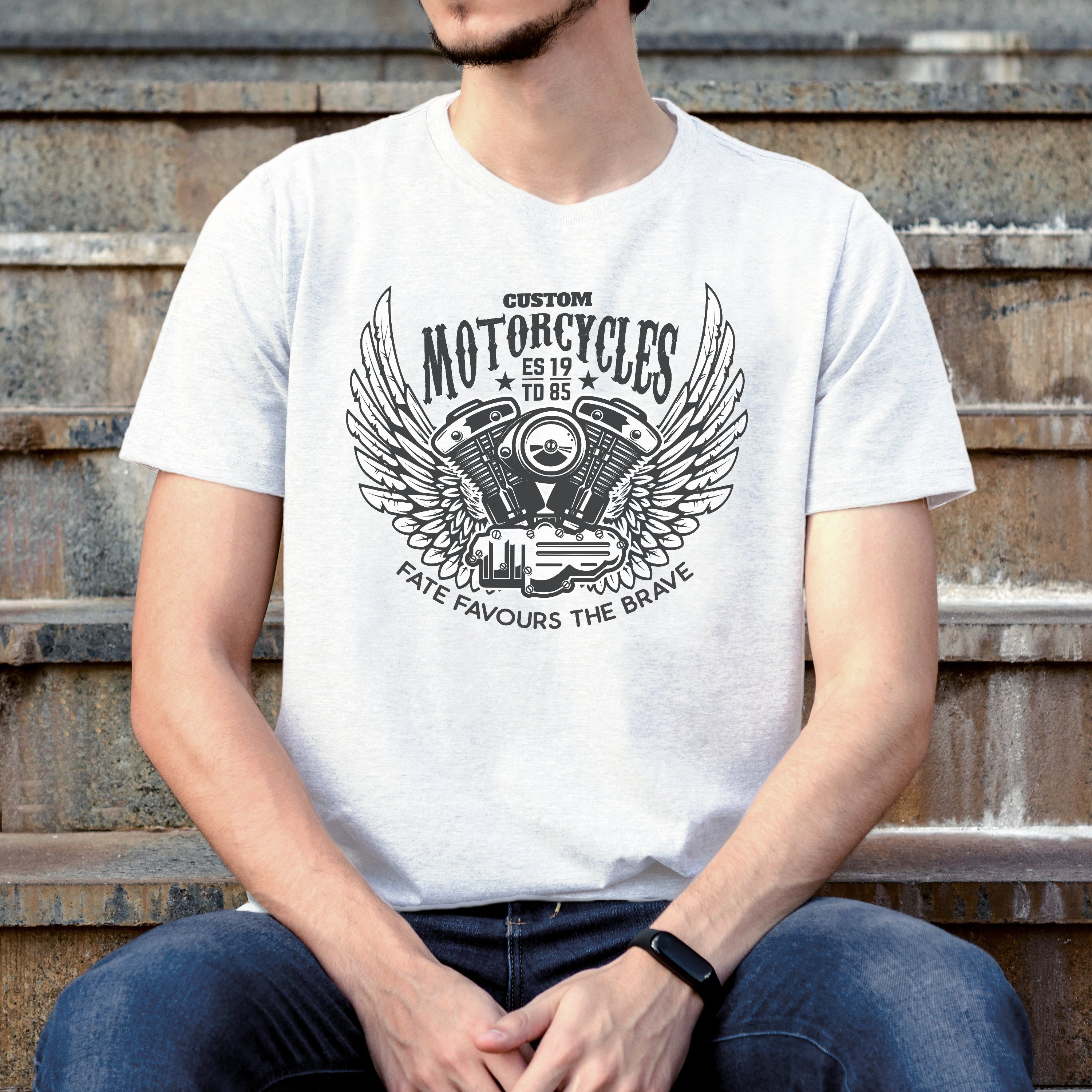 Motorcycle T-shirt Fate Favours The Brave