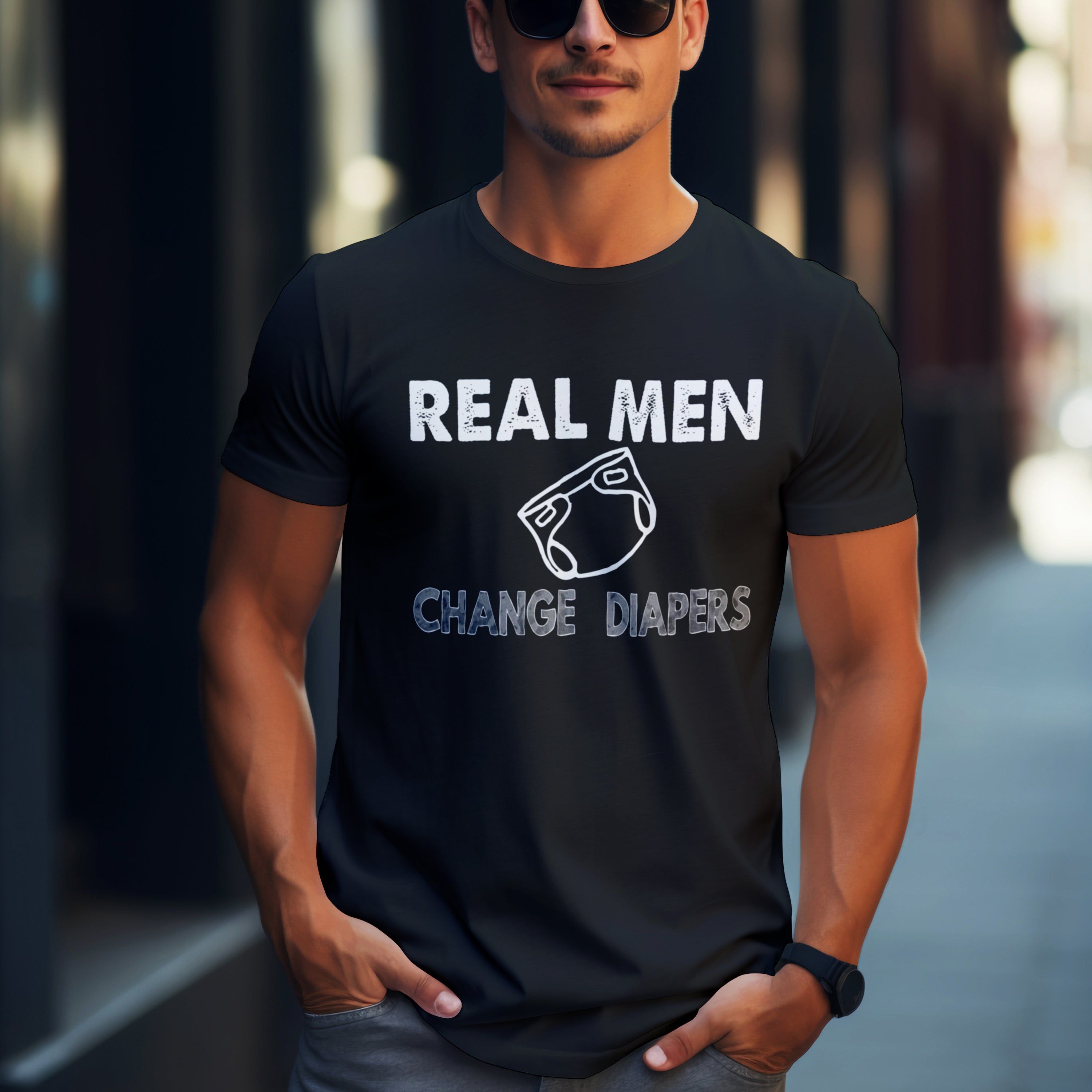 Father's Day T-shirt Real Men Carry Diaper