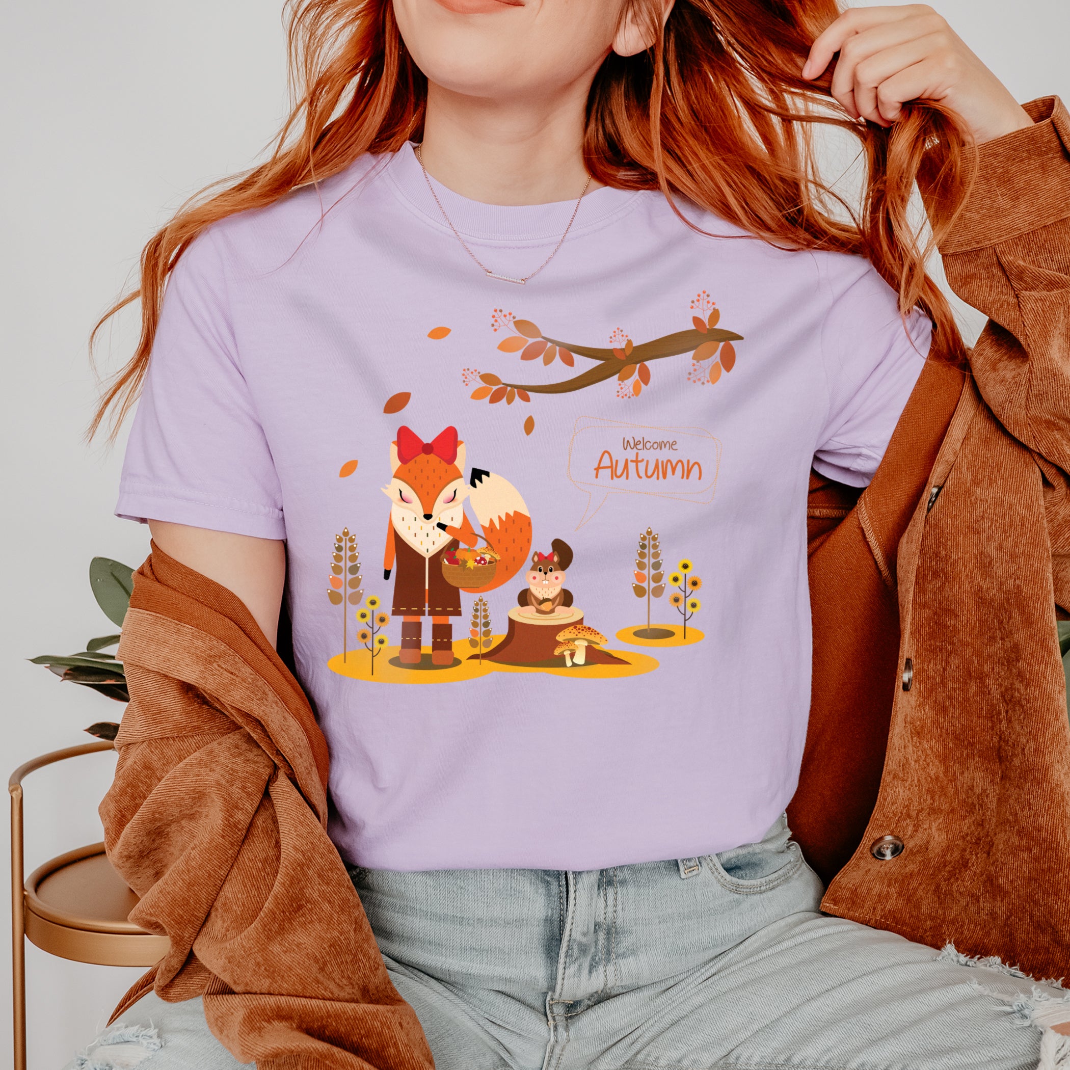 Autumn T-shirt Fox and Squirrel in the Autumn