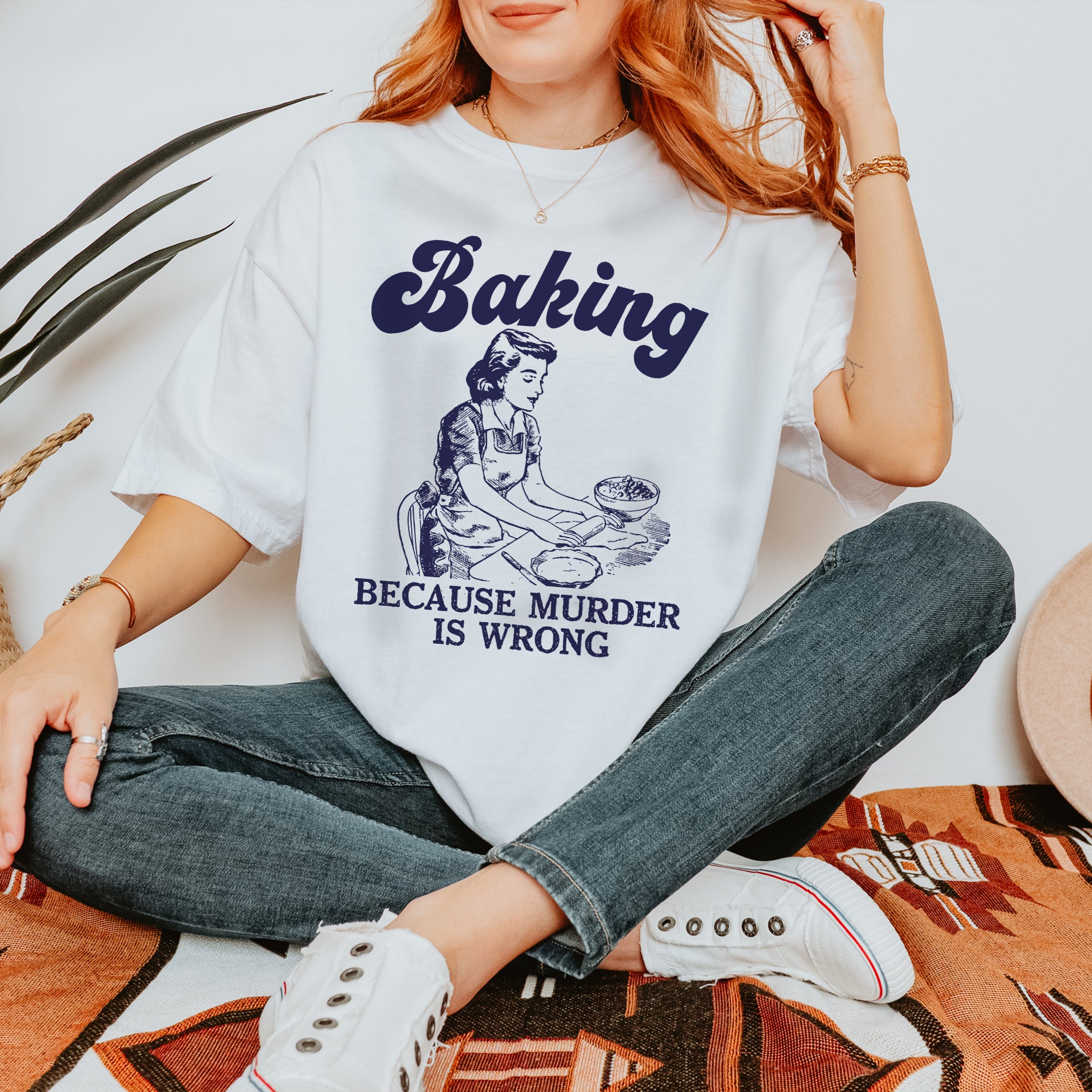 Funny Baking T-shirt Murder is wrong