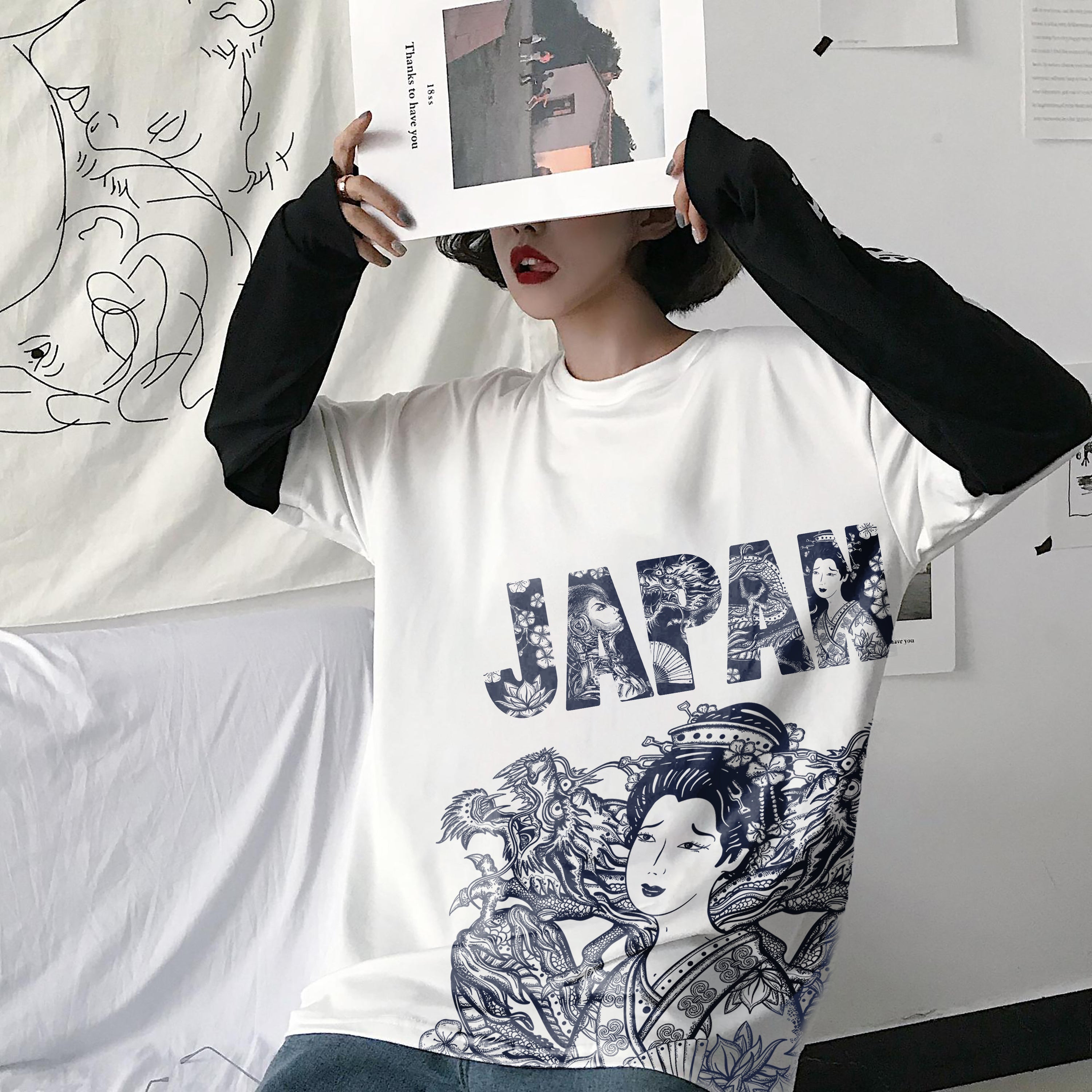 Oversize graphic T-shirt Geisha Girl Tokyo